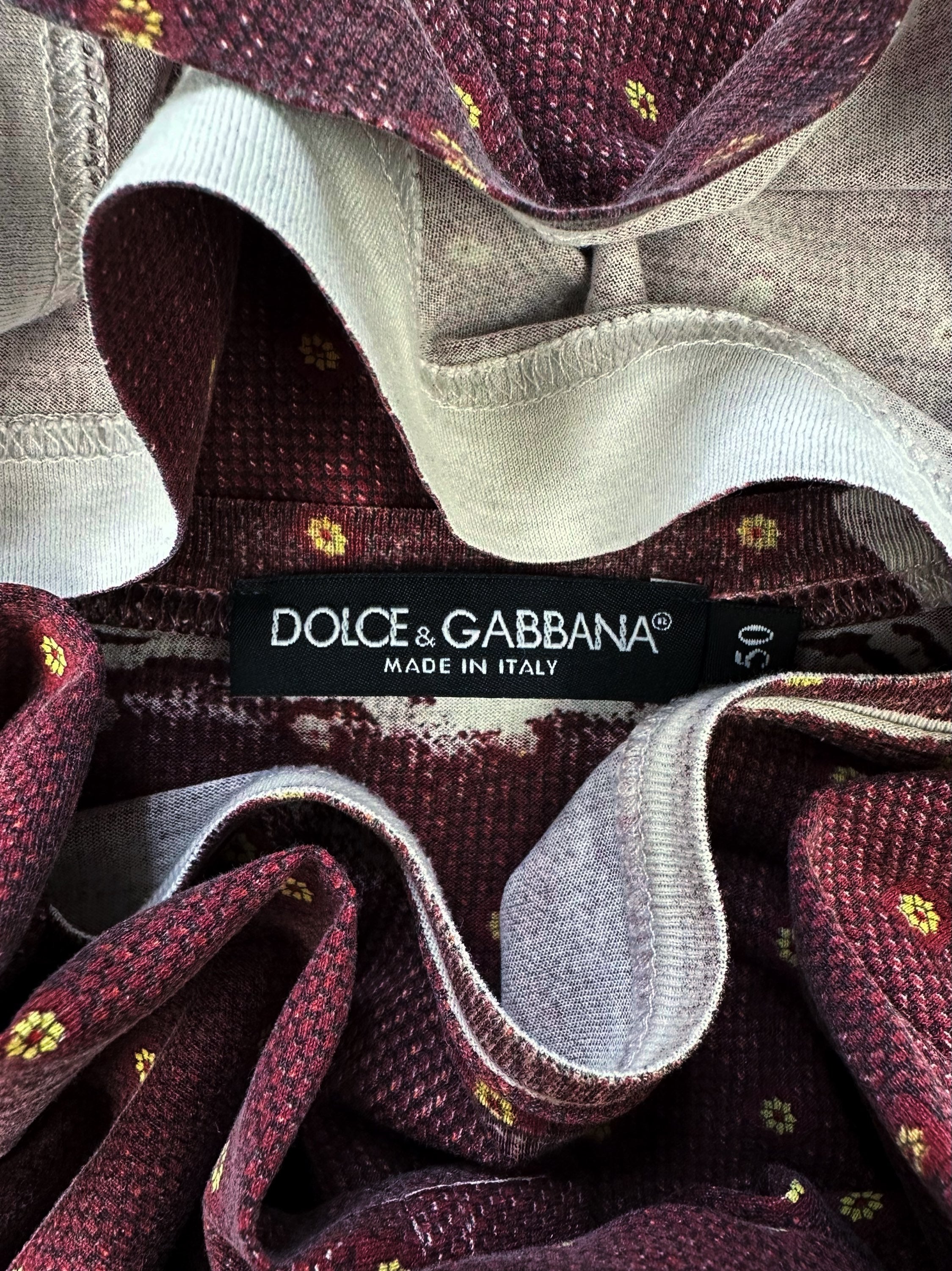 00s Dolce &amp; Gabbana ‘Trompe L’Oeil’ Burnt Red Dotted T-Shirt