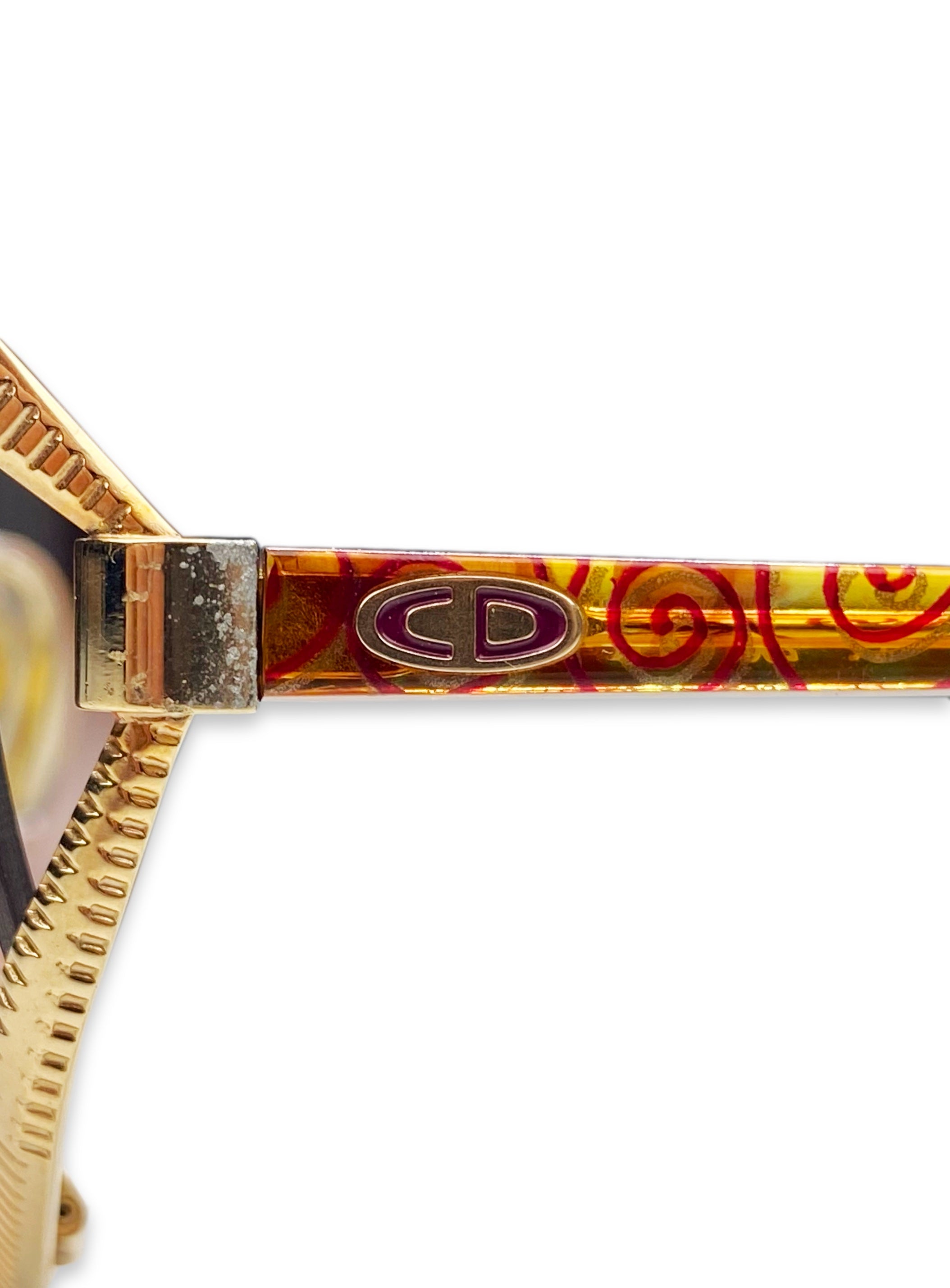 Dior Gold Metallic Warm Tint Aviatior Boxy Sunglasses