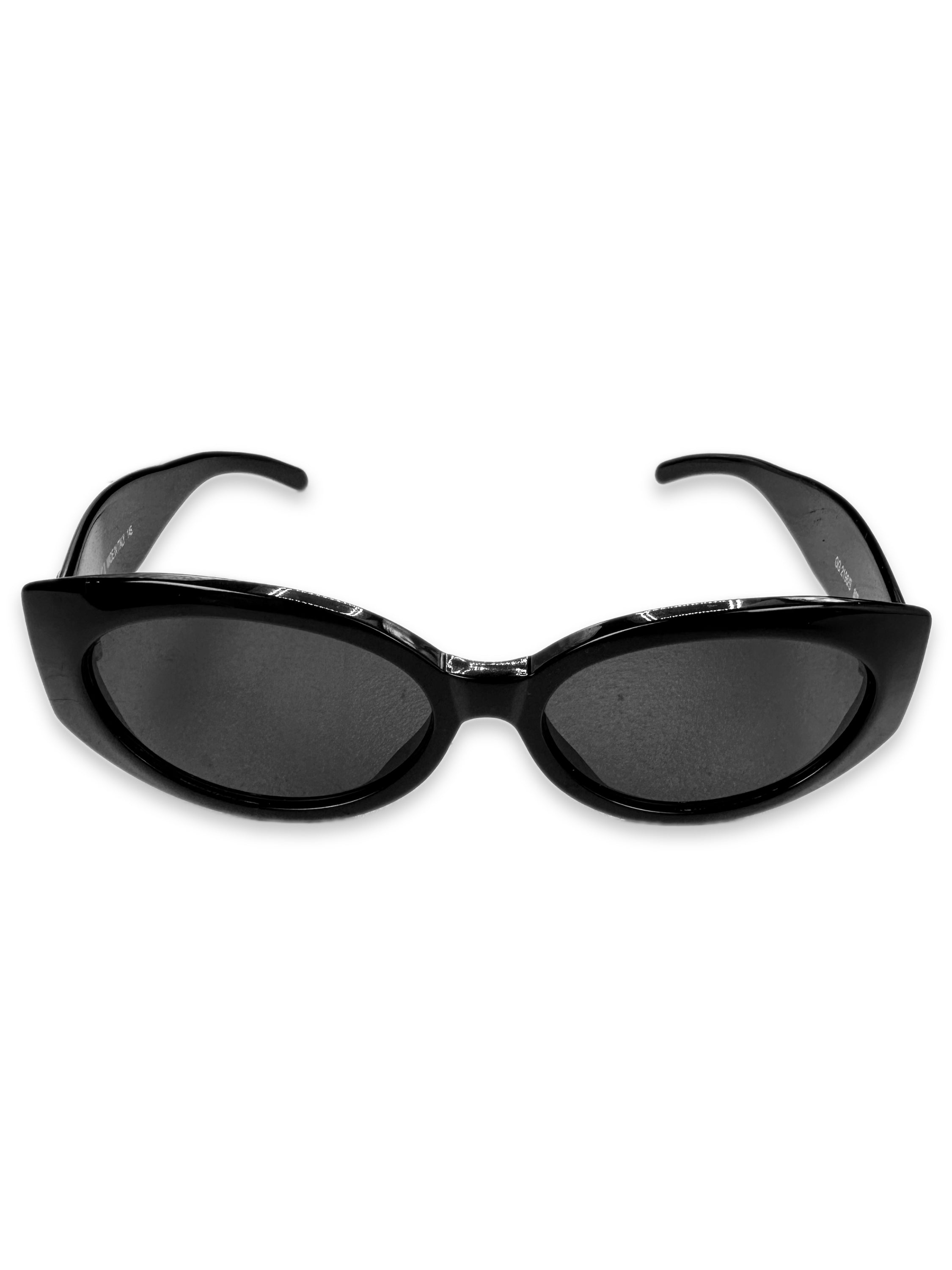 Gucci GG Silver Logo Black Tint Oval Frame Sunglasses