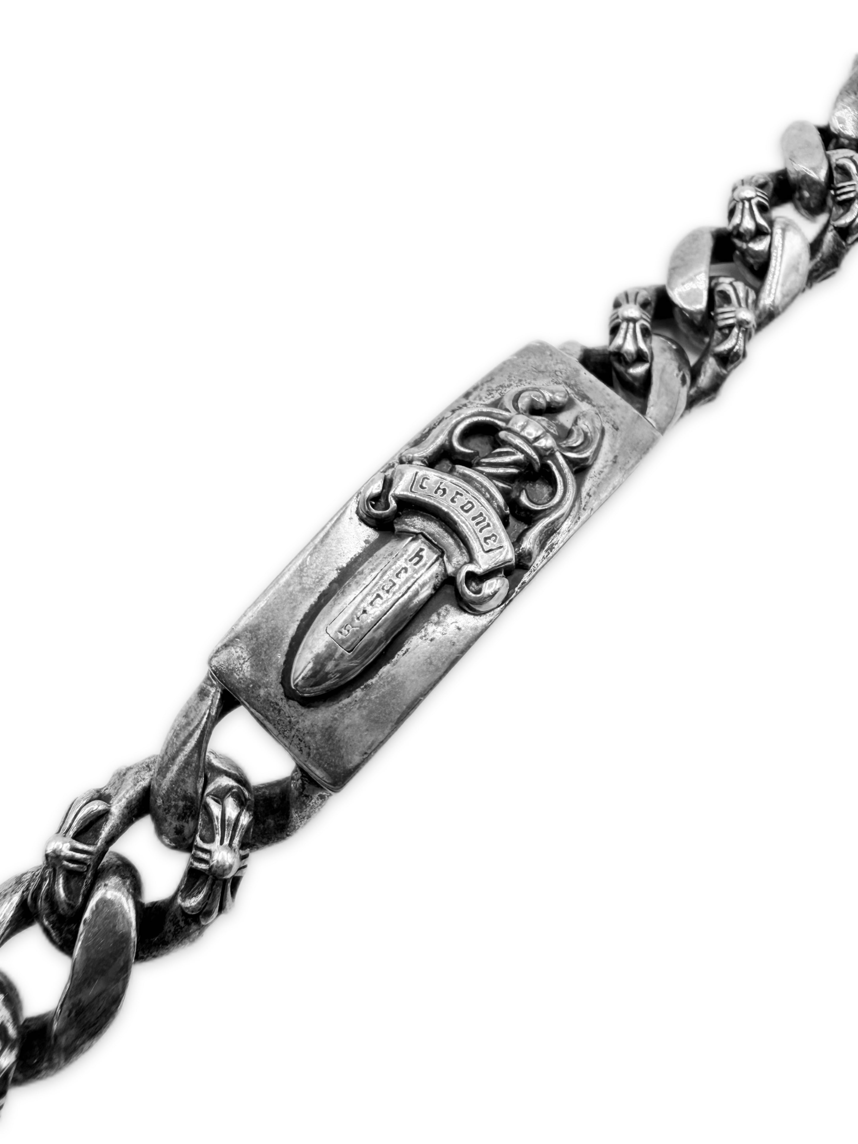 Chrome Hearts ‘Dagger’ ID Semi Fancy Cuban Link Bracelet