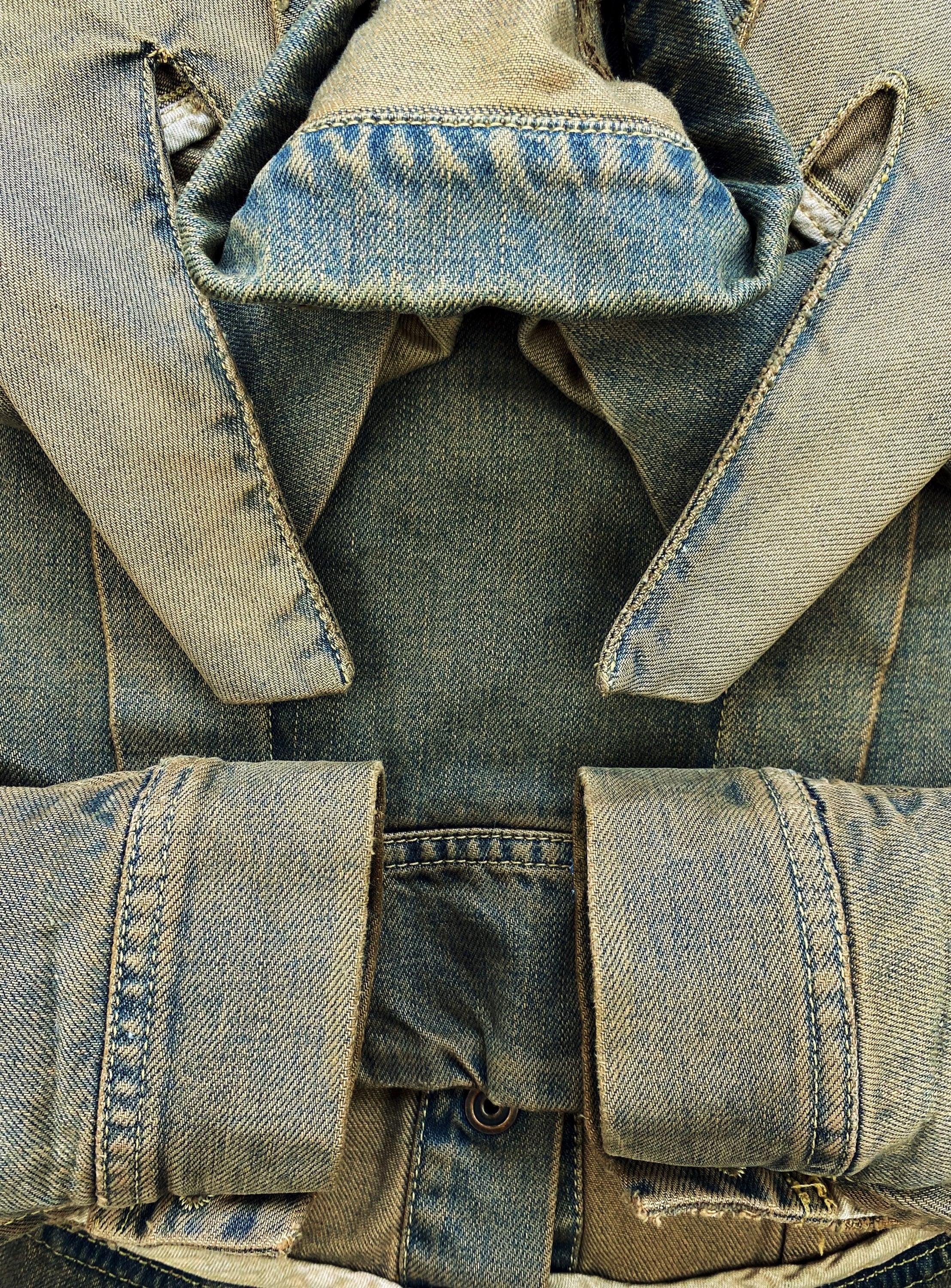 SS05 Rick Owens ‘Devil Horn’ Cut Out Washed Denim Jacket