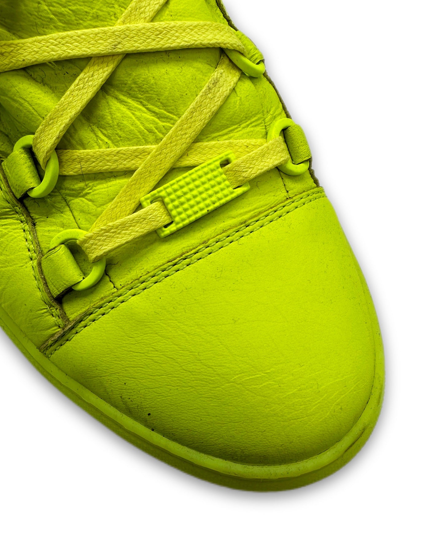 Balenciaga ‘Arena’ Neon Green Low-top Leather Sneakers