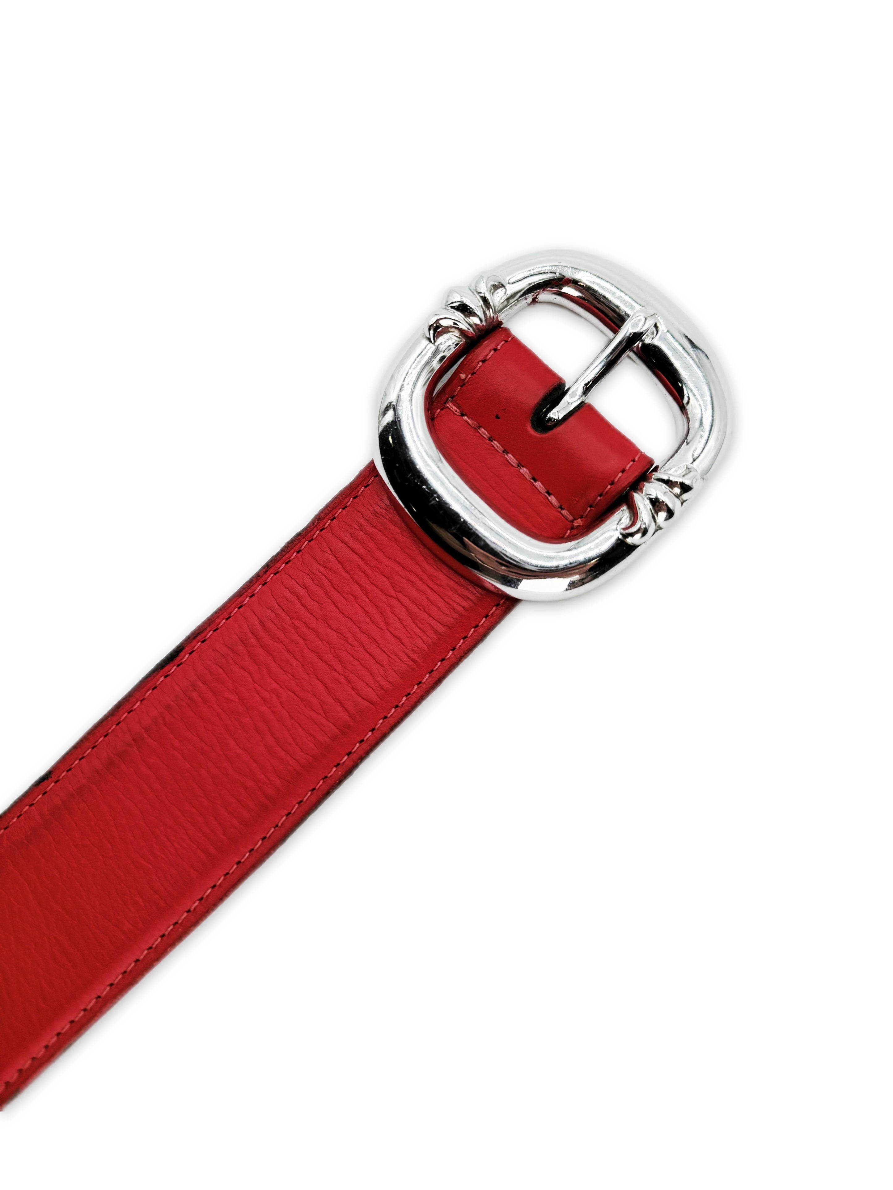 Chrome Hearts Cherry Red Leather ‘Gunslinger’ .925 Silver Belt