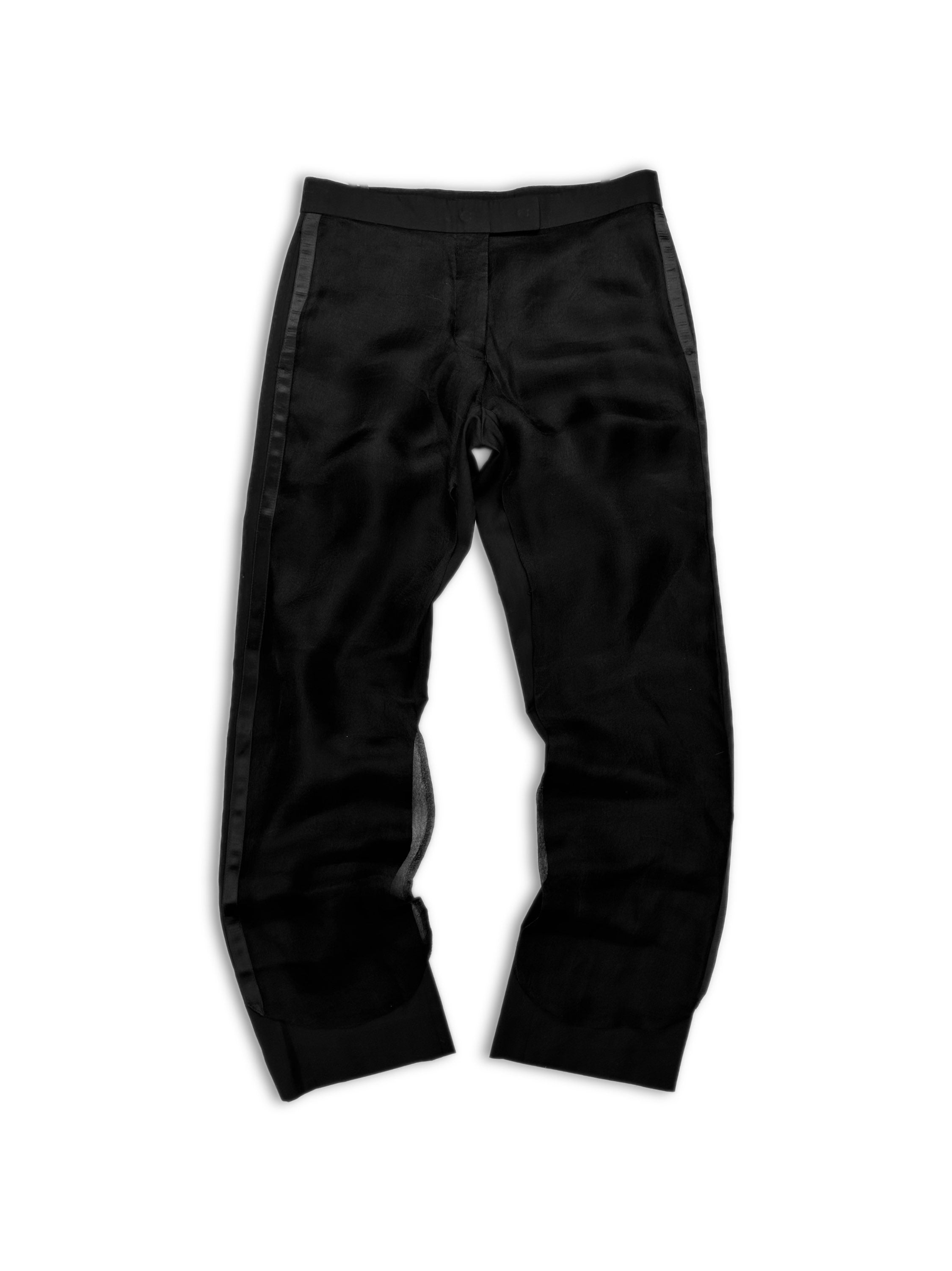 00s Helmut Lang ‘Tuxedo’ Mesh Layered Black Pants