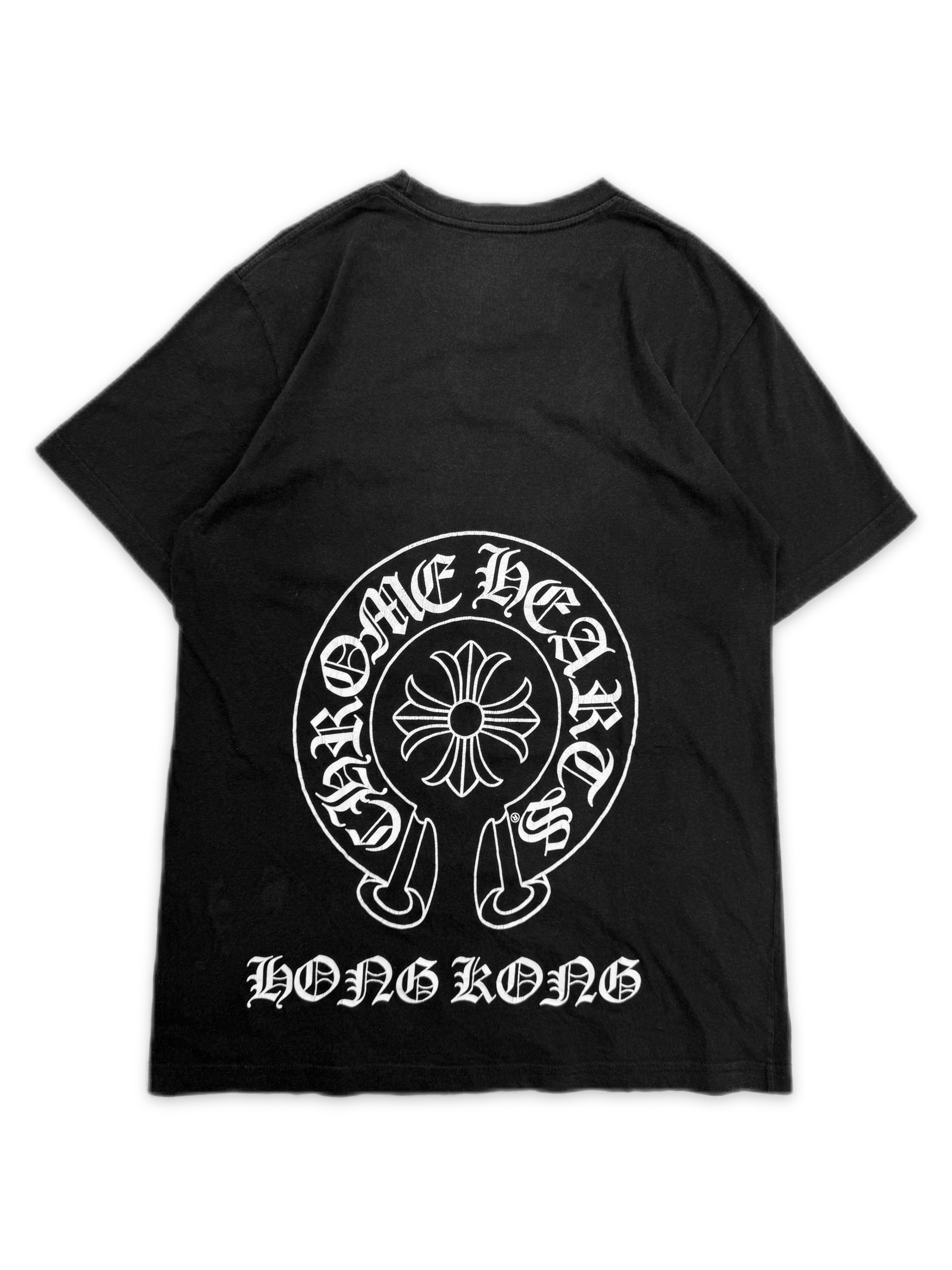 CHROME HEARTS ブラック Tシャツ 2T CHROME HEARTS HONG KONG HORSESHOE LOGO BLACK POCKET T-SHIRT