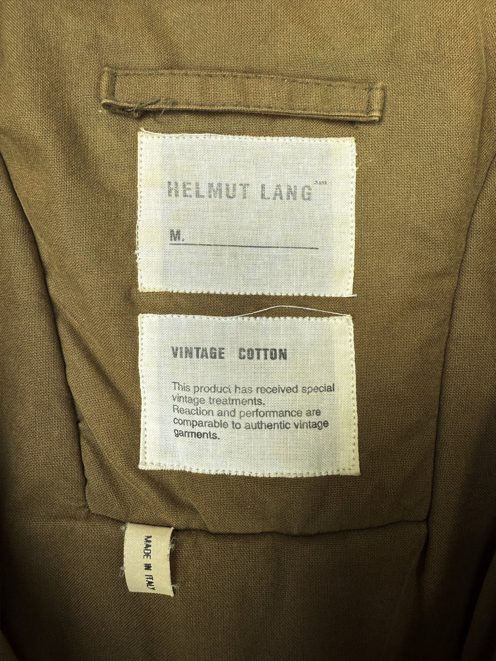 AW99 Helmut Lang Olive Cotton One Pocket Padded Jacket