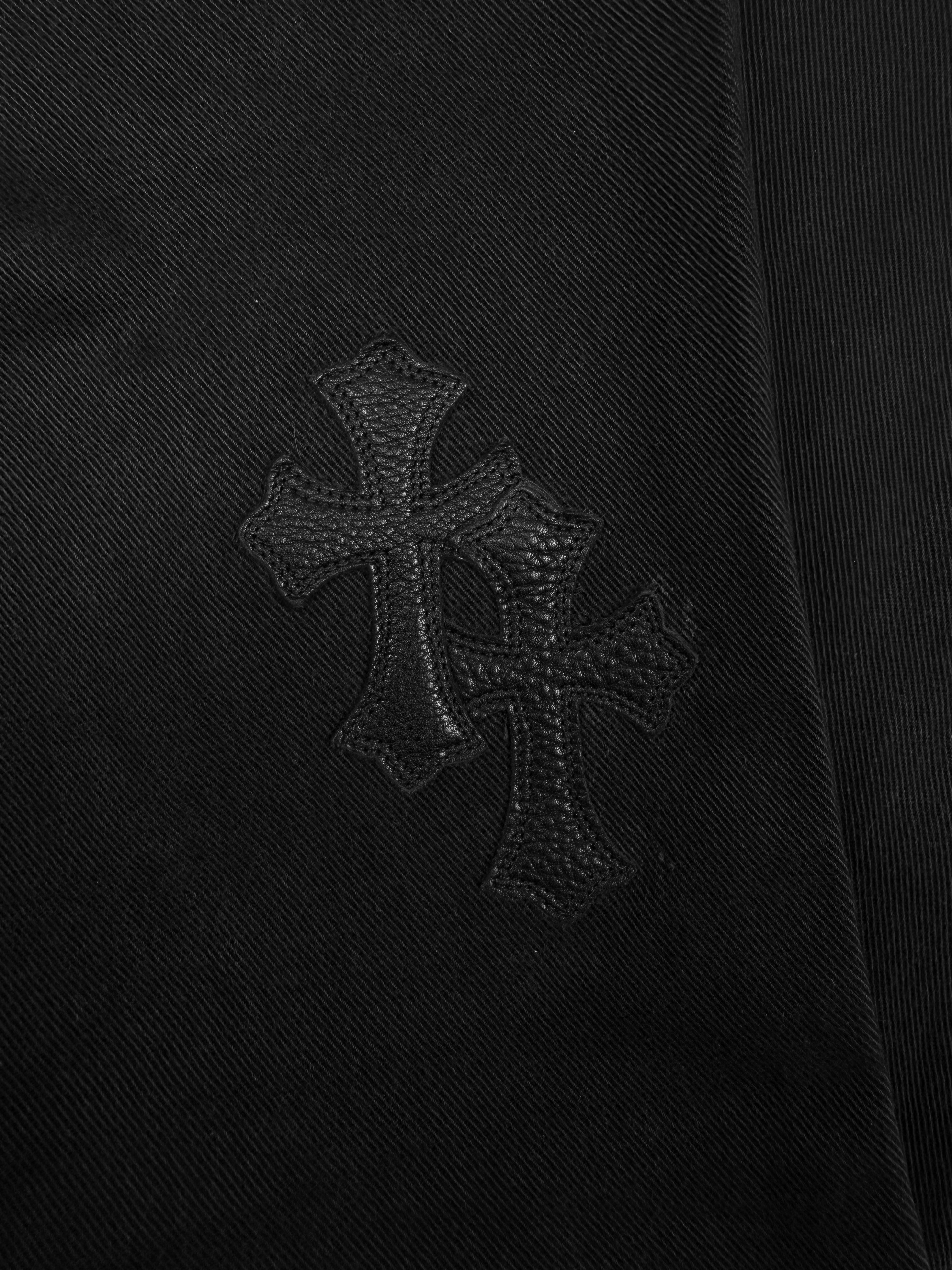 Chrome Hearts 11 Cross Patch Fleur Knee Black .925 Silver Denim