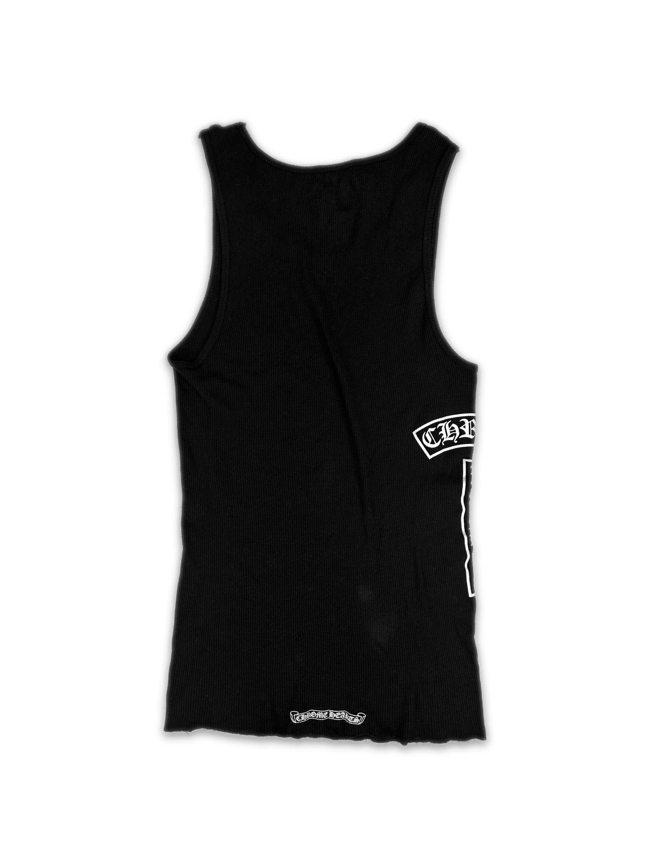 Chrome Hearts ‘T Bar’ Logo Black Ribbed Tank Top