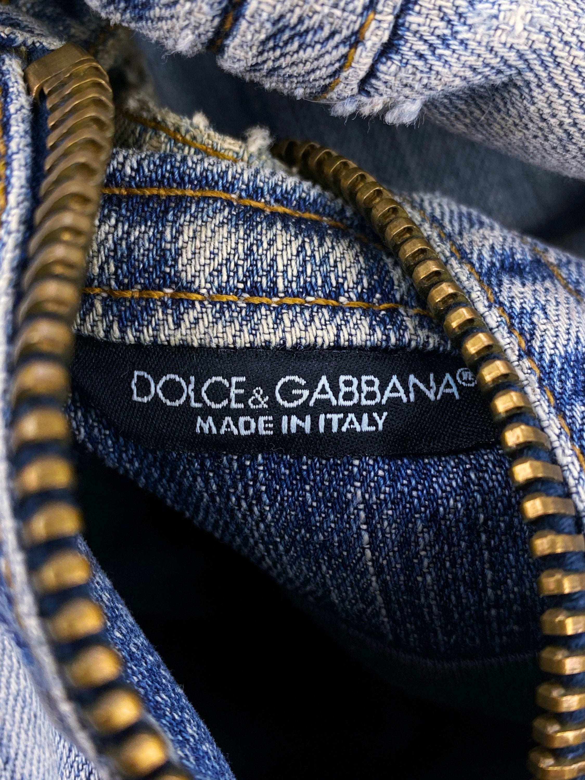 00s Dolce &amp; Gabbana Reinforced Distressed Denim Jacket