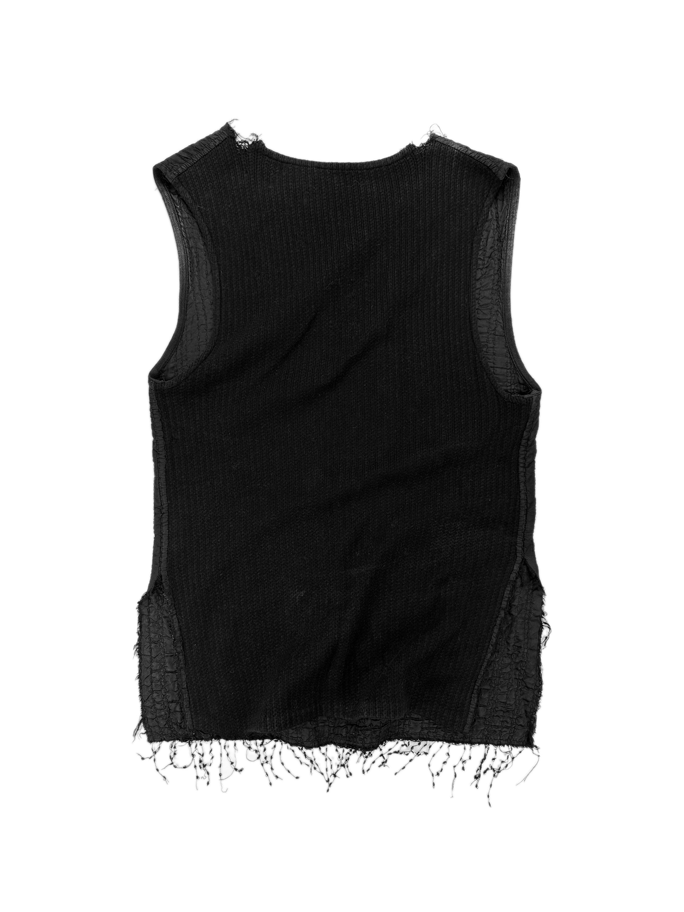 90s Lanvin ‘Embroidered’ Black Tassel Sleeveless Tank-top