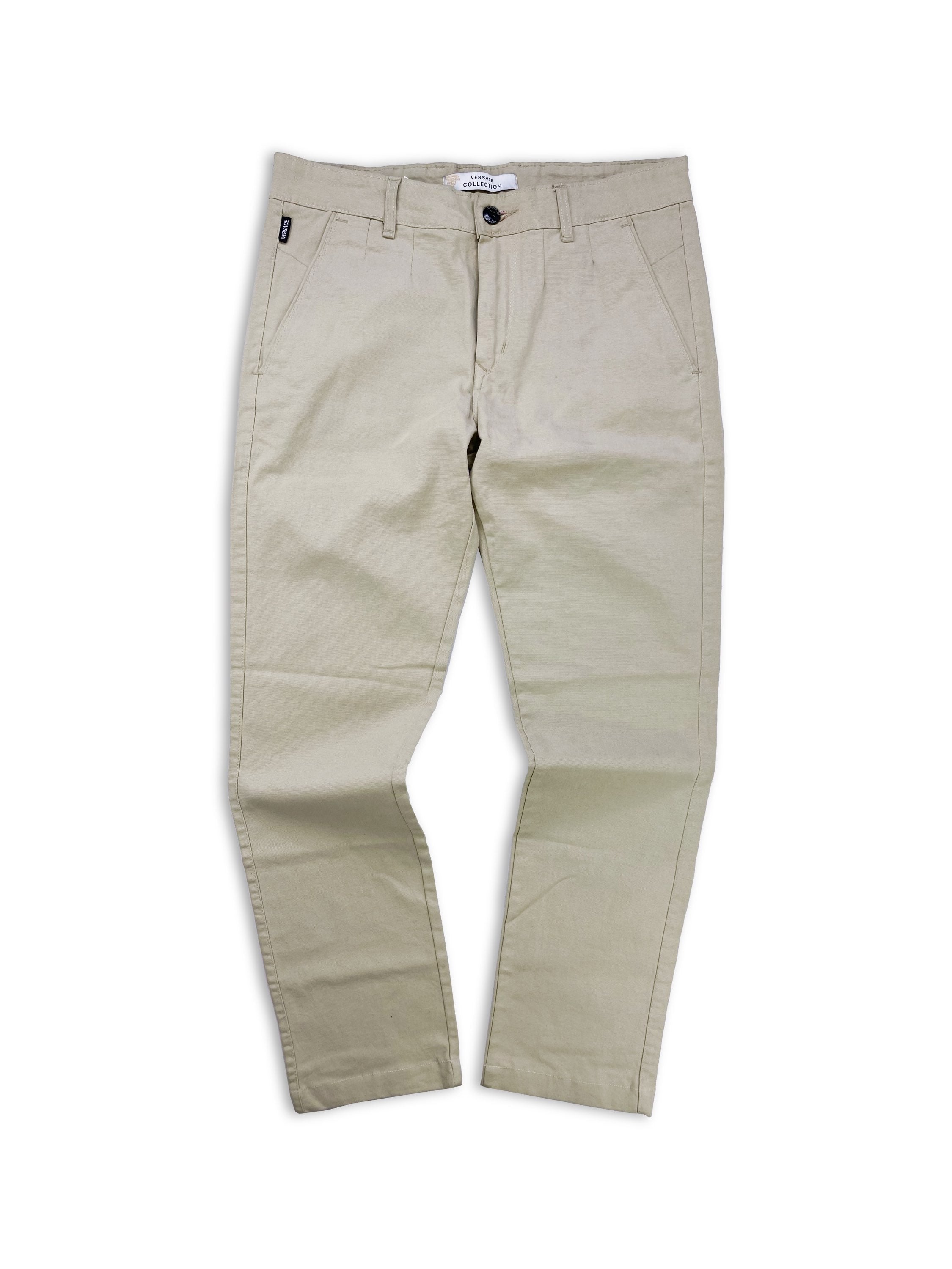 00s Versace Collection Tan Chino Leather Jacron Trousers