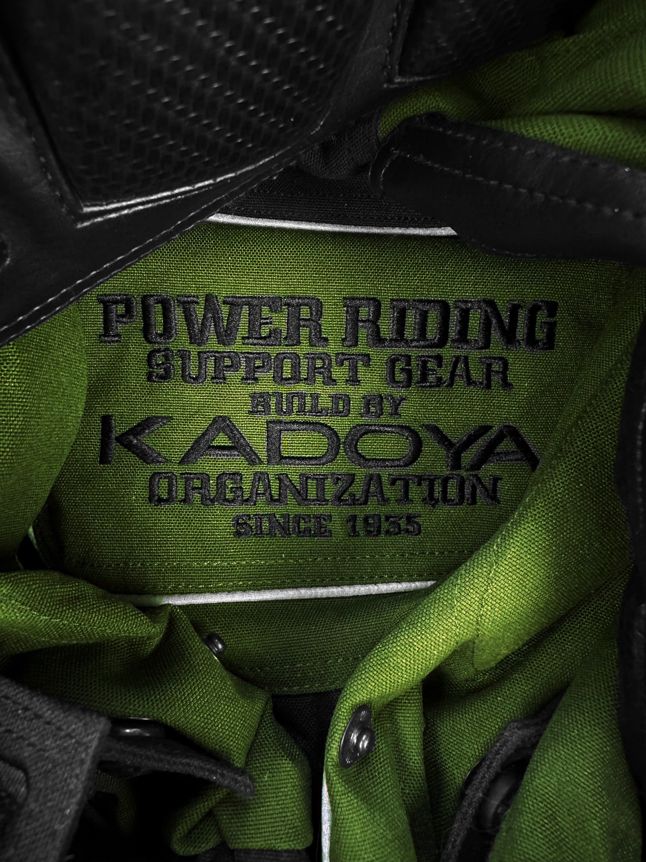 90s Kadoya ‘Support’ Armoured PVC Leather Olive Biker Jacket