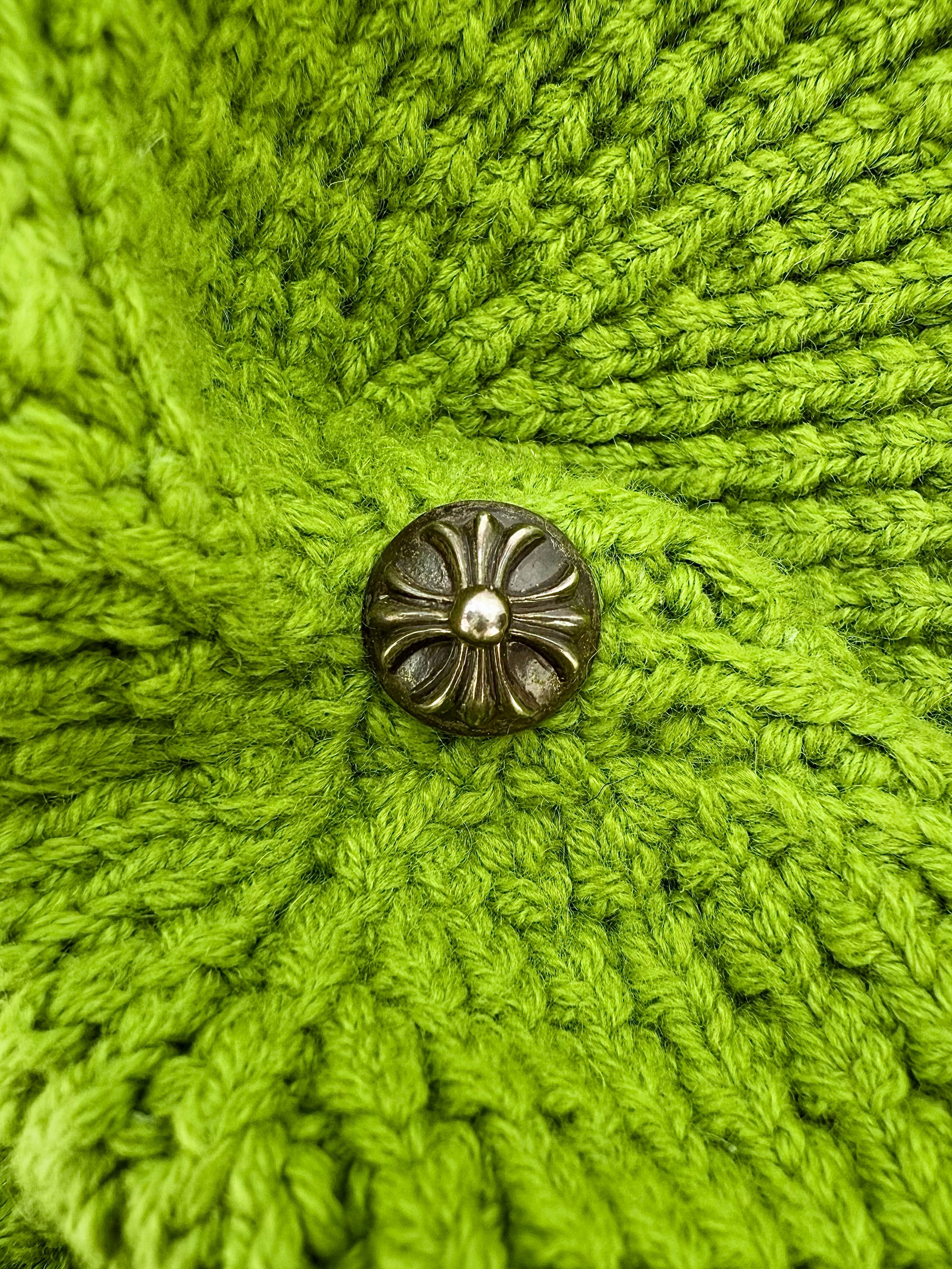 Chrome Hearts ‘Hit & Run’ Green Cashmere Silver Knitted Beanie