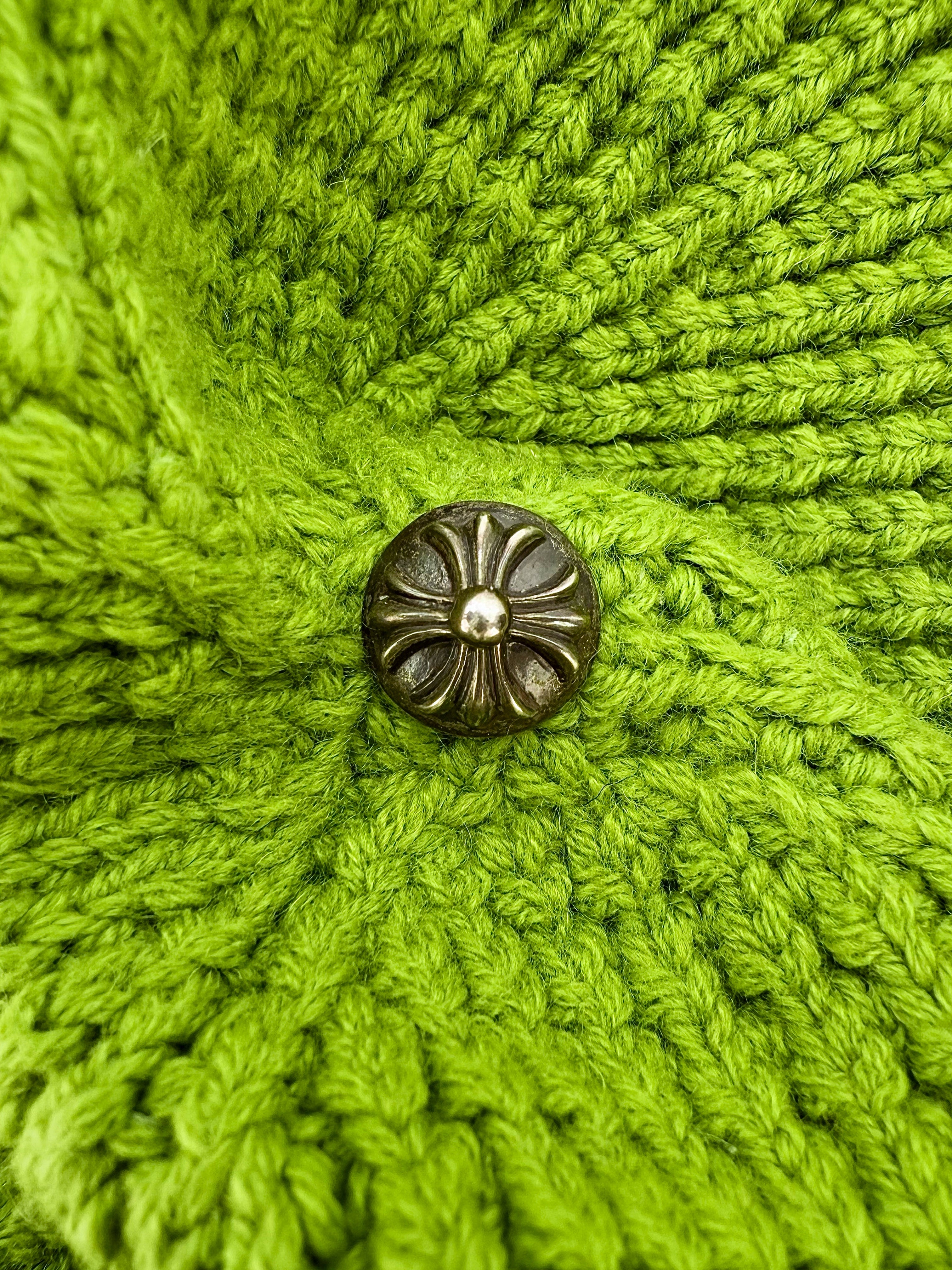 Chrome Hearts ‘Hit &amp; Run’ Green Cashmere Silver Knitted Beanie