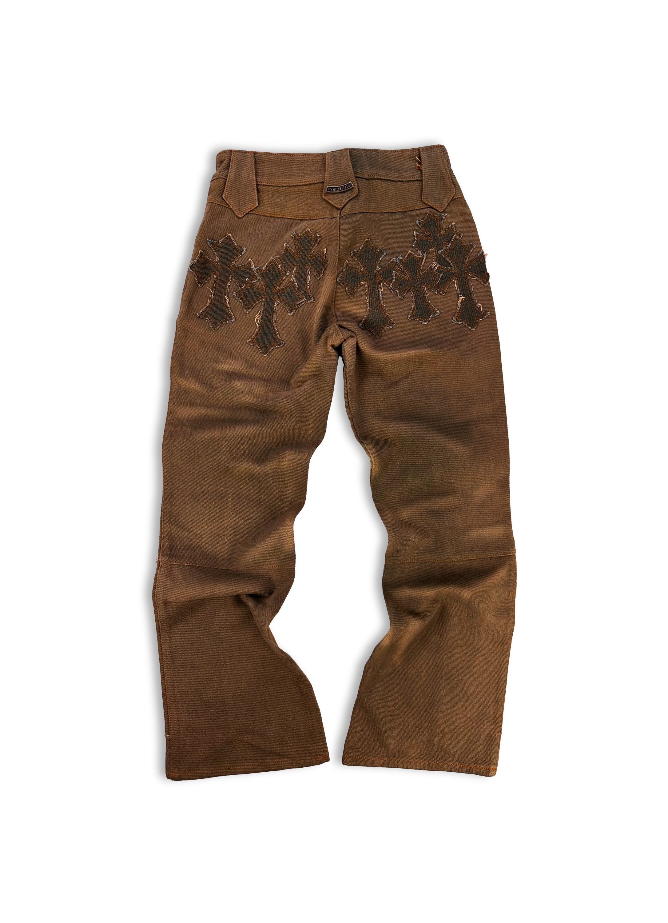 00s A&amp;G Rock ‘n Roll Couture ‘Floury Cross’ Laced Patchwork Denim