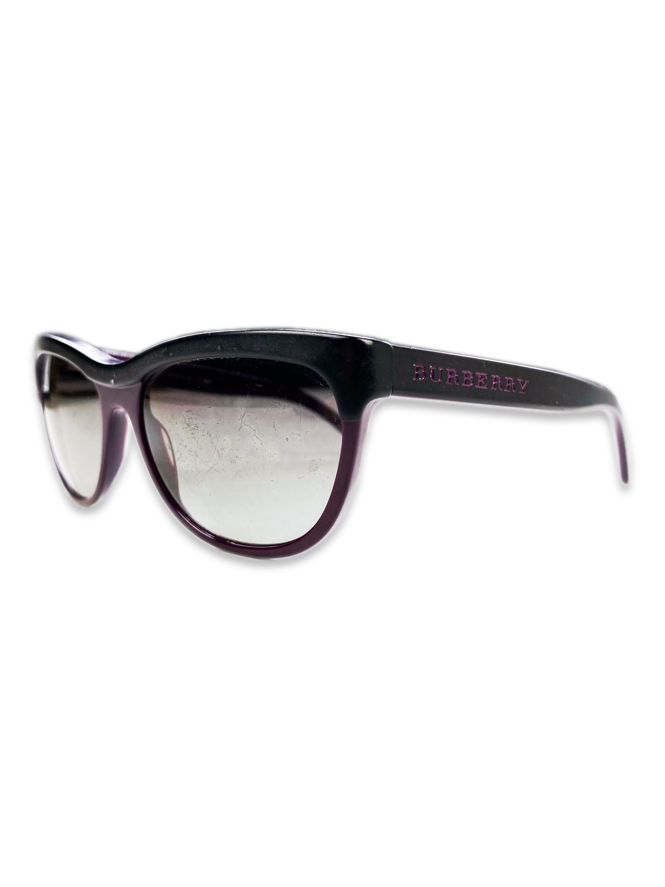 Burberry Magenta Rounded Frame Rose Tint Sunglasses