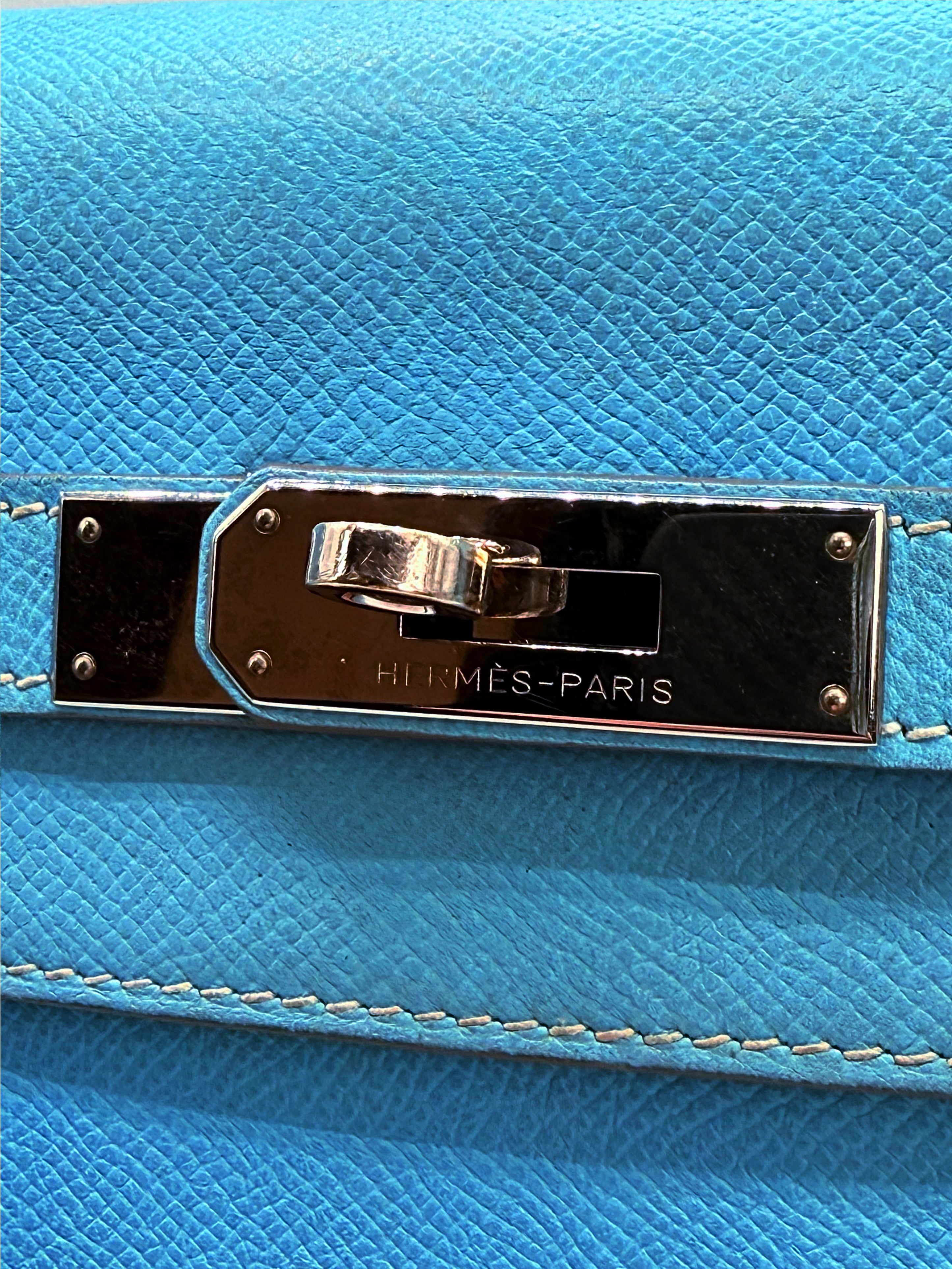 AW11 Hermès Kelly 32 Retourne Candy Bleu Celeste Hand Bag