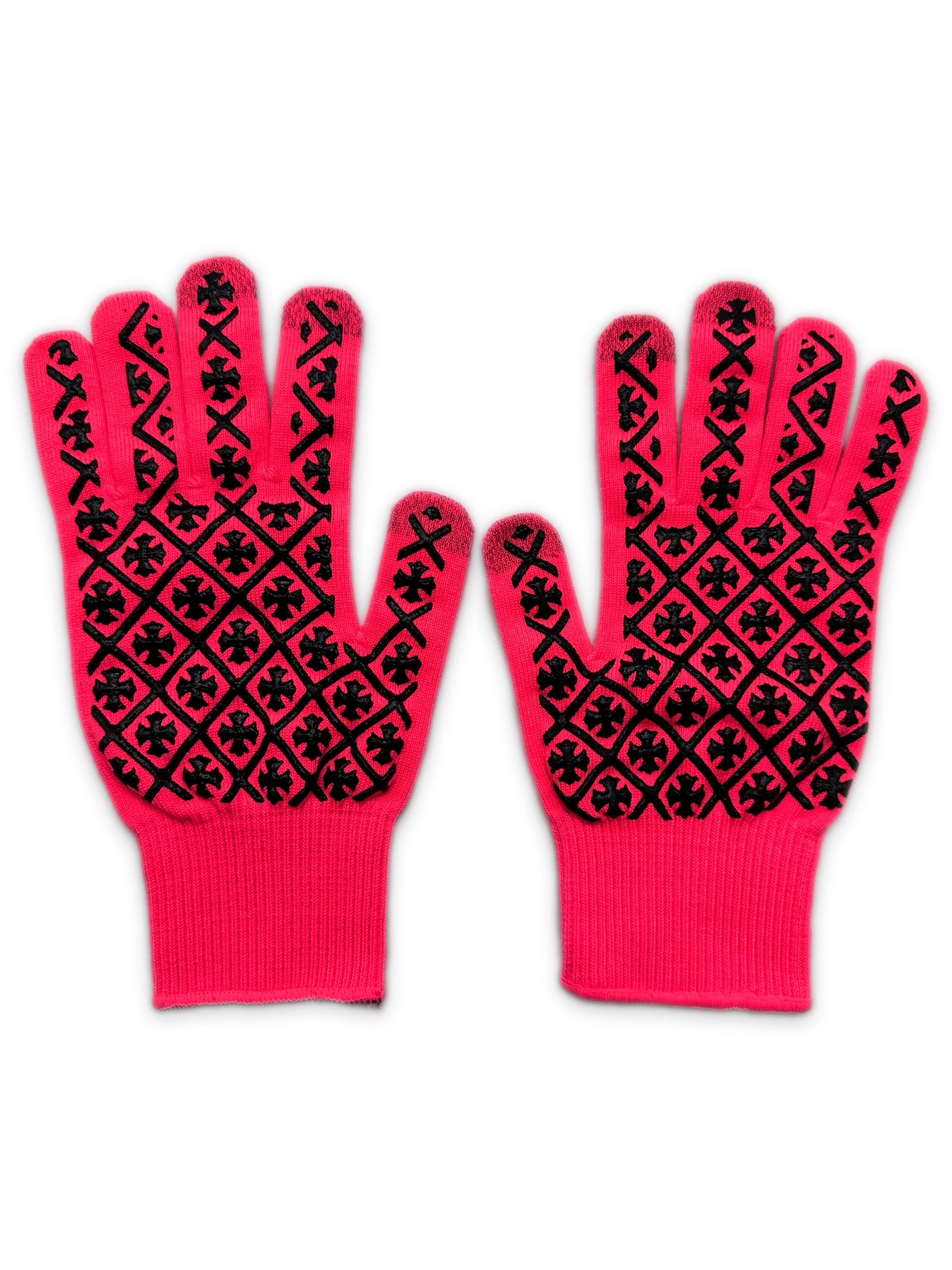 Chrome Hearts Cross Monogram Neon Pink Work Gloves