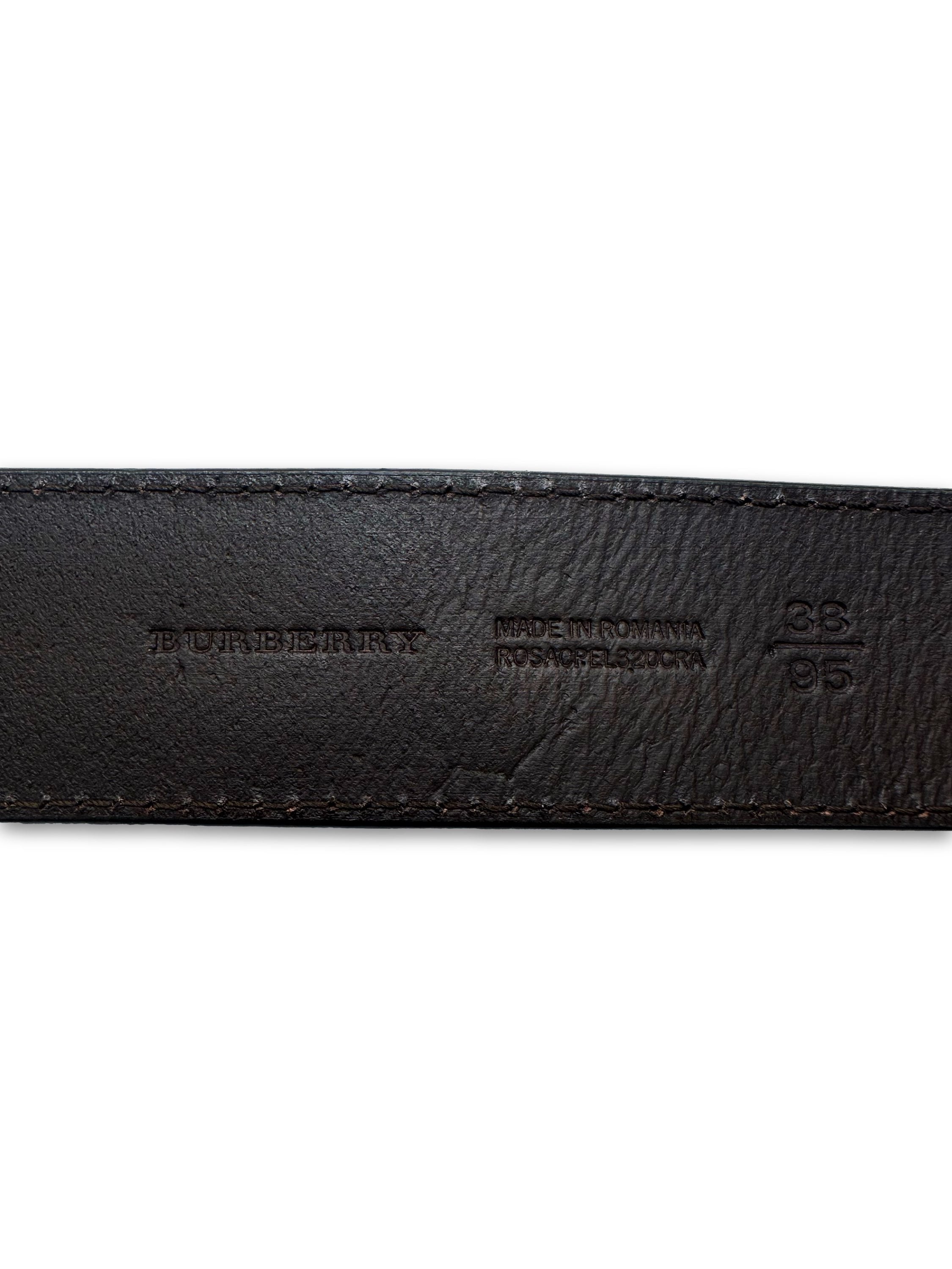 Burberry Brown Leather Metal Classic Buckle Belt