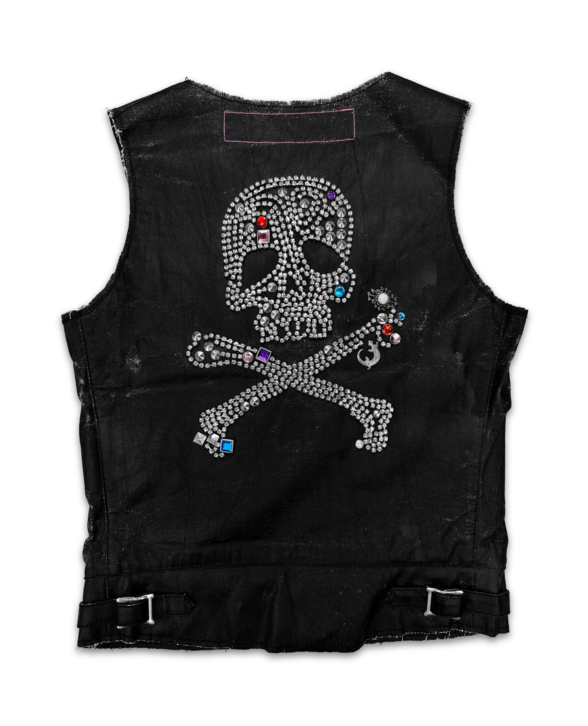 AW02 Junya Watanabe Painted Bejewelled ‘Skull &amp; Crossbones’ Vest