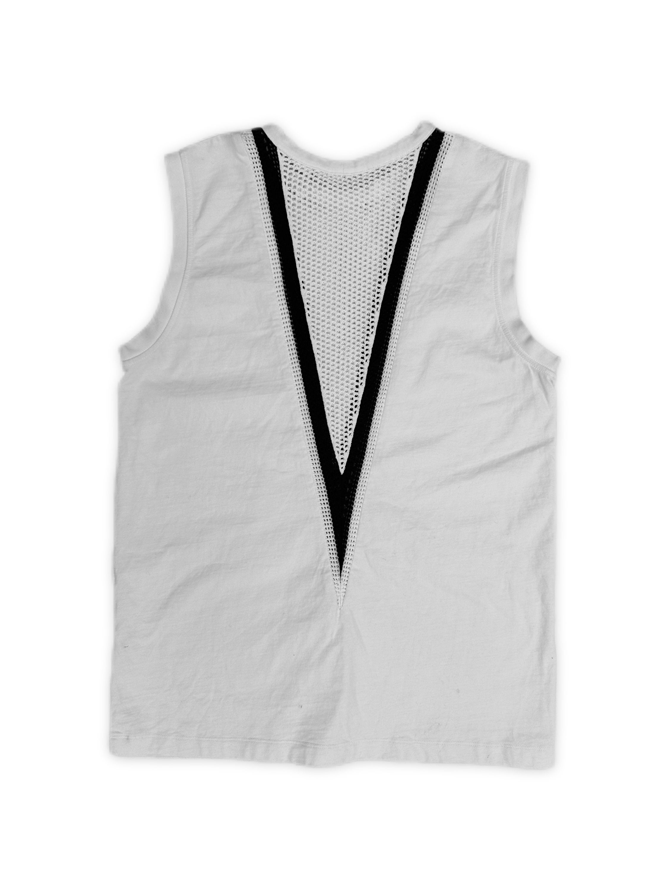 Helmut Lang Mesh White V Stripe Sleeveless Tank-top