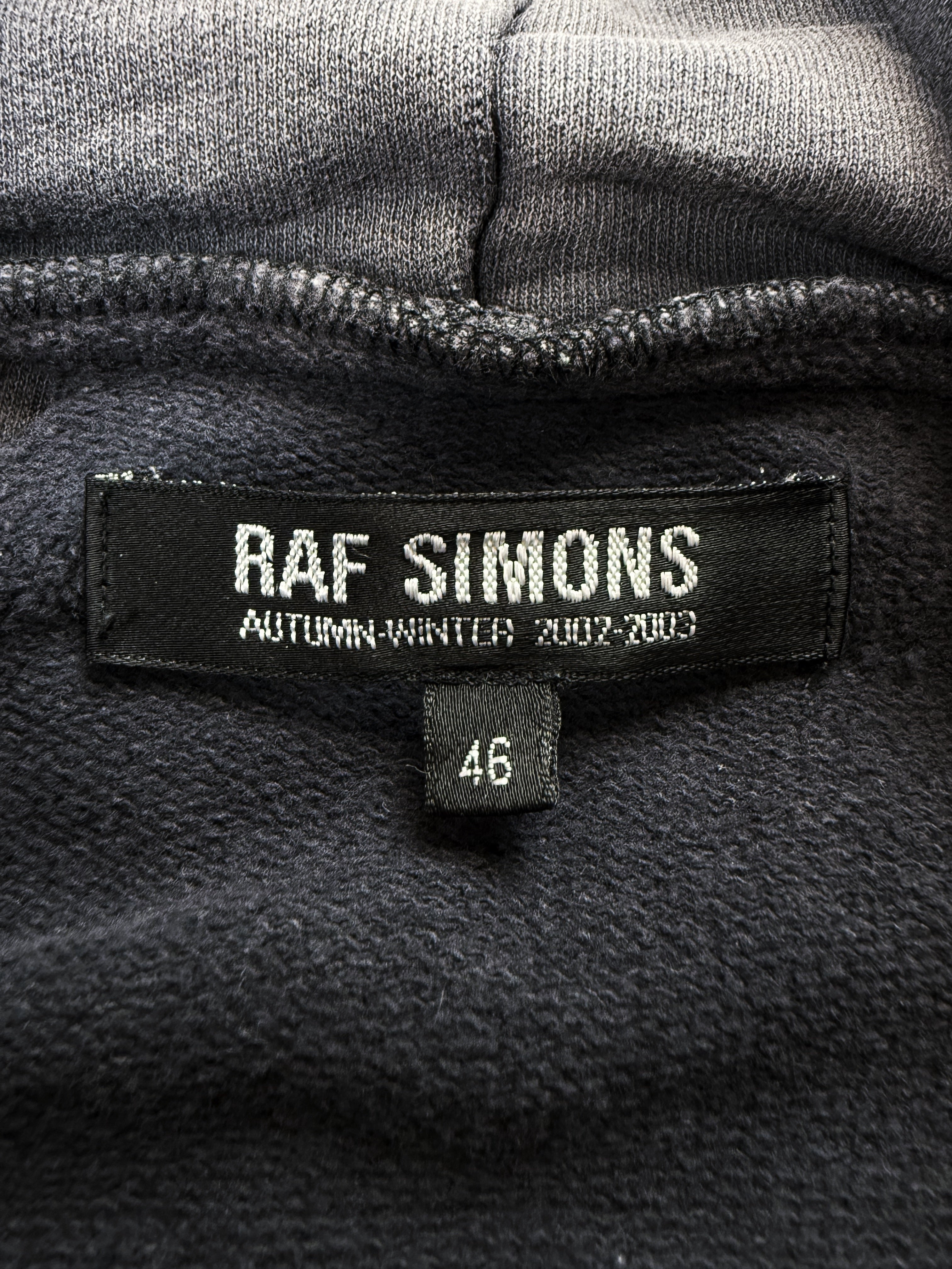 AW02 Raf Simons ‘Roots’ Virginia Creeper Sun Faded Black Hoodie