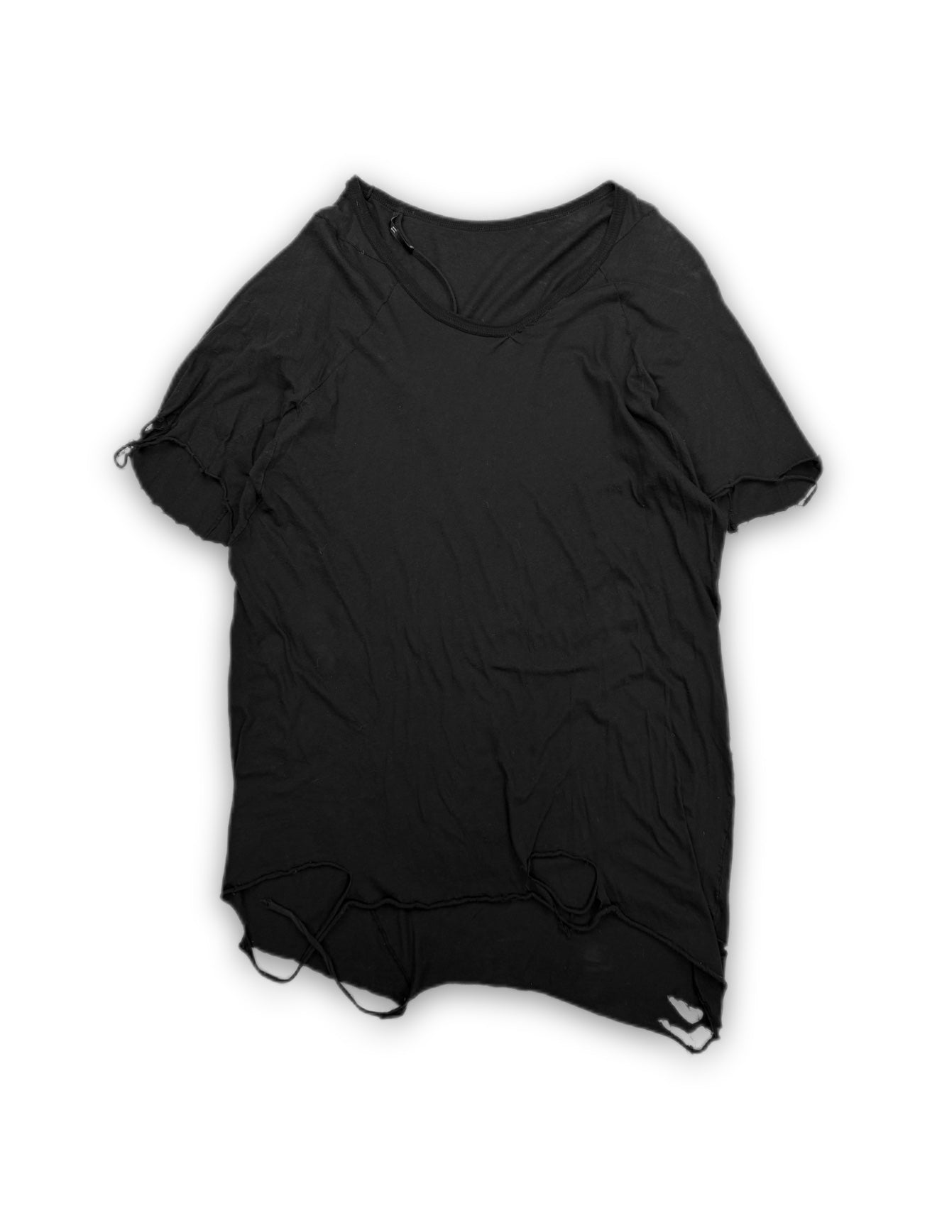 11 by Boris Bidjan Saberi Distressed Black Long T-Shirt