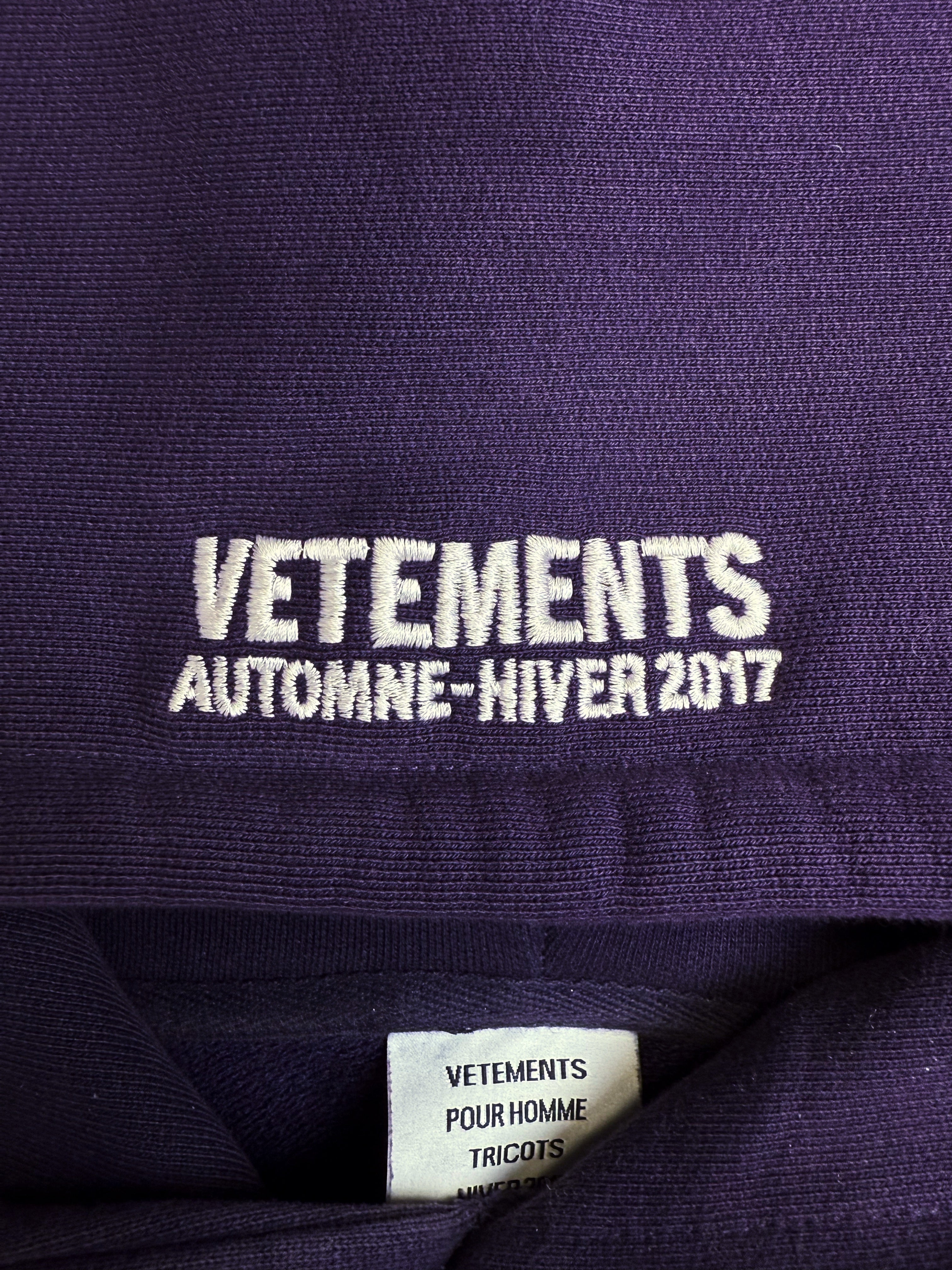 AW16 Vetements Homme ‘Sexual Fantasies’ Purple Slogan Hoodie