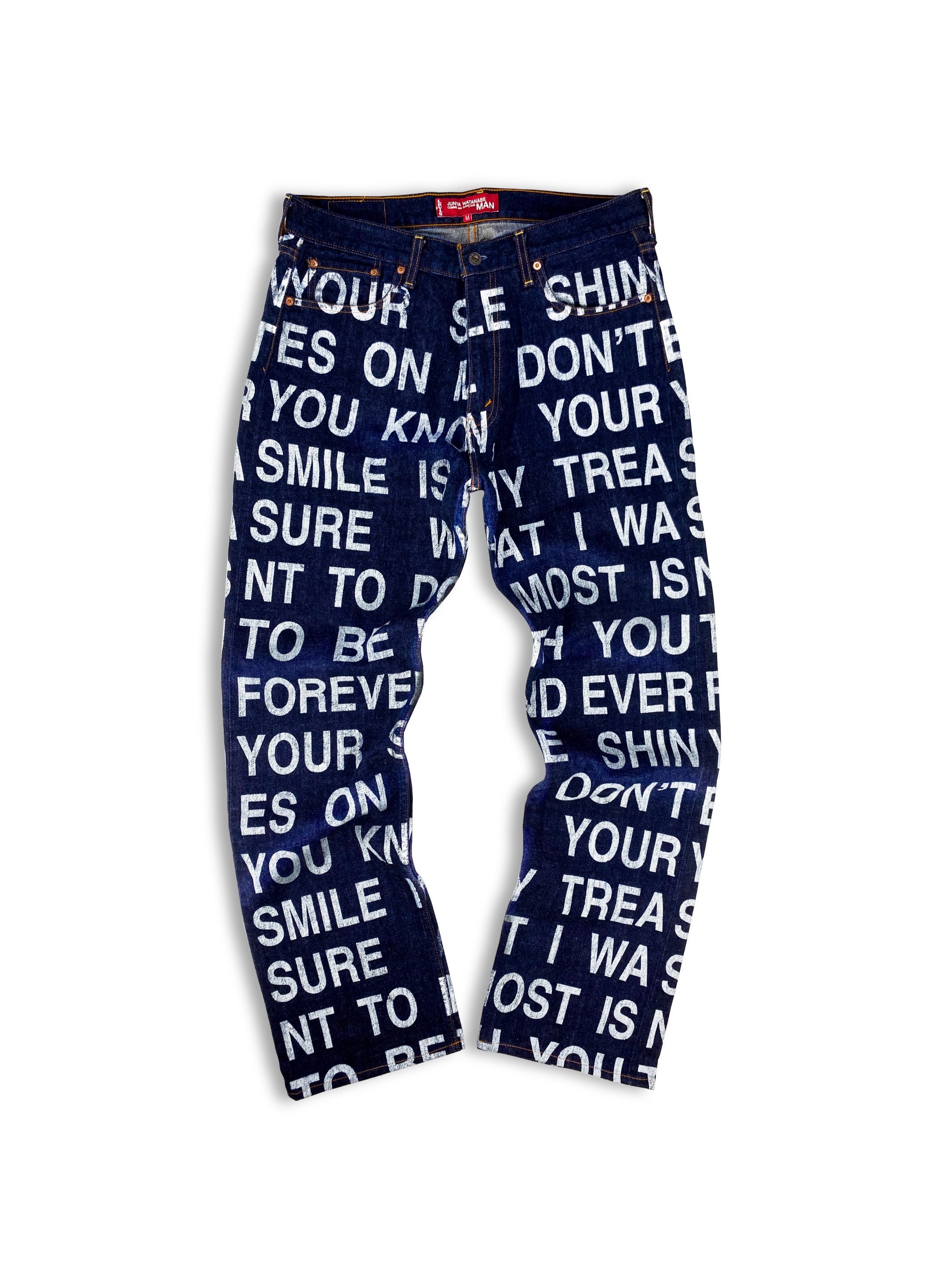 SS02 Junya Watanabe ‘Forever’ Poem Indigo Full Print Denim