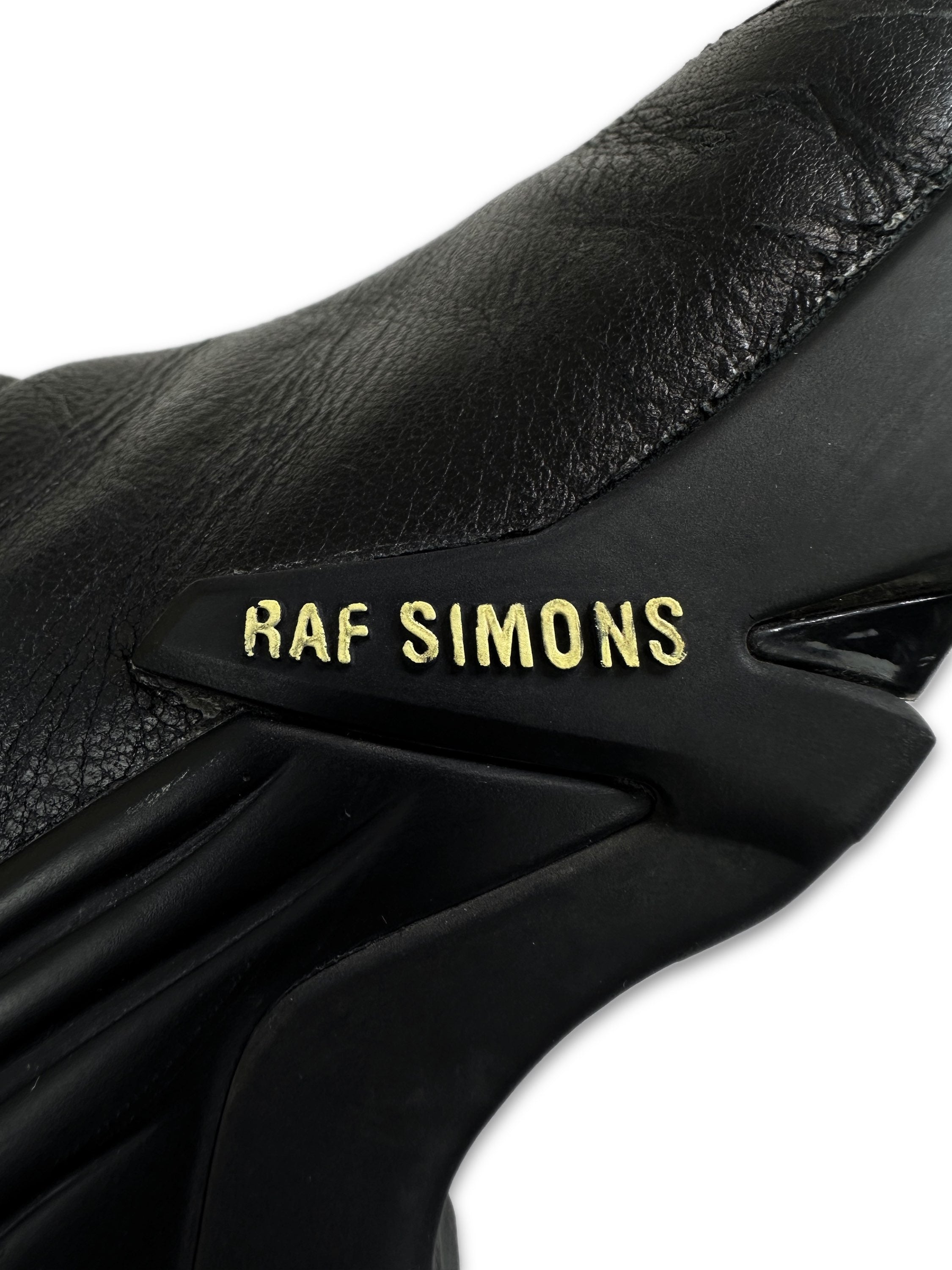 SS21 Raf Simons ‘Cylcon’ Black Leather Back-zip Boots