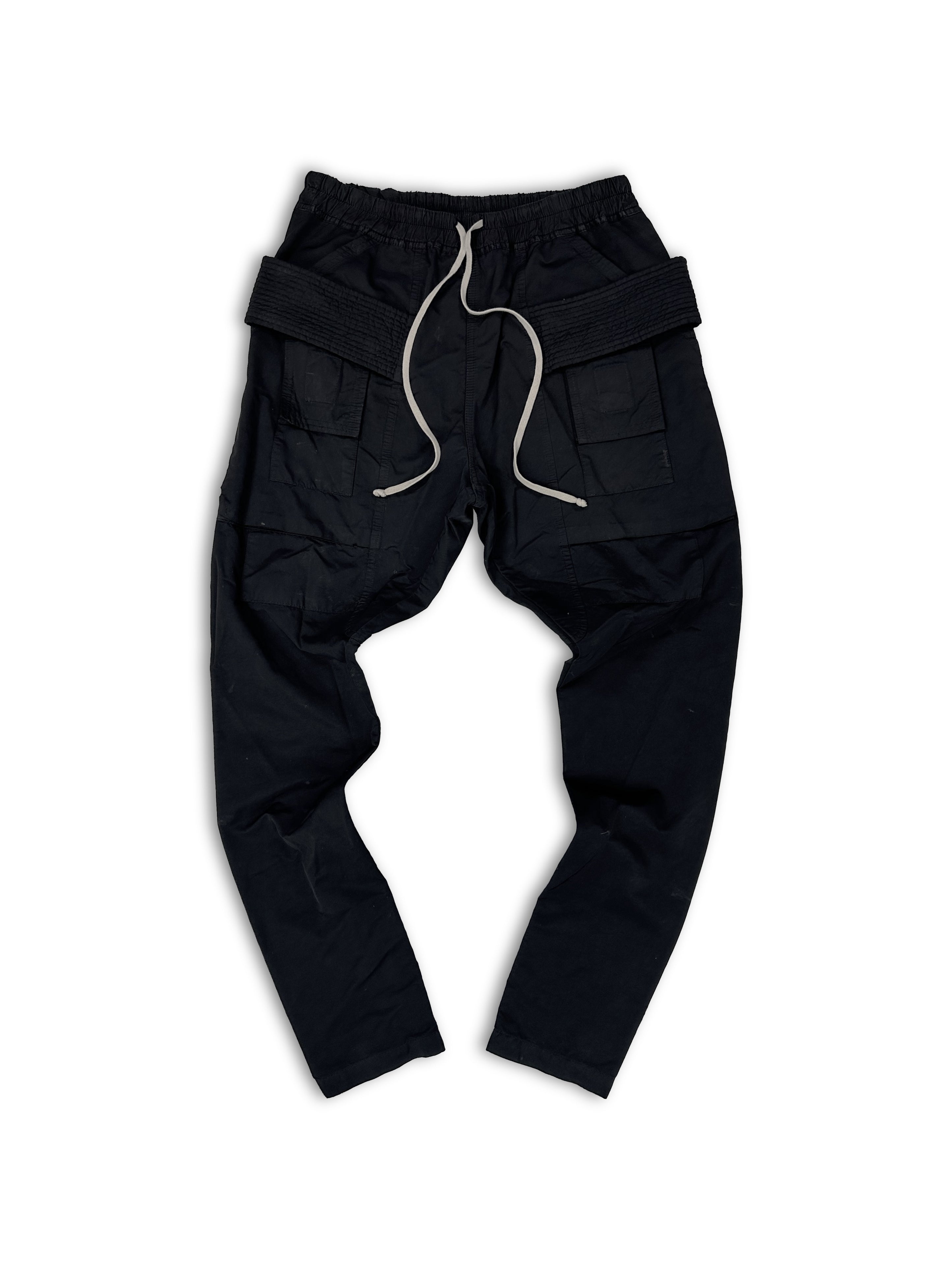 SS16 Rick Owens ‘Creatch’ Medium Weight Black Cargo Pants