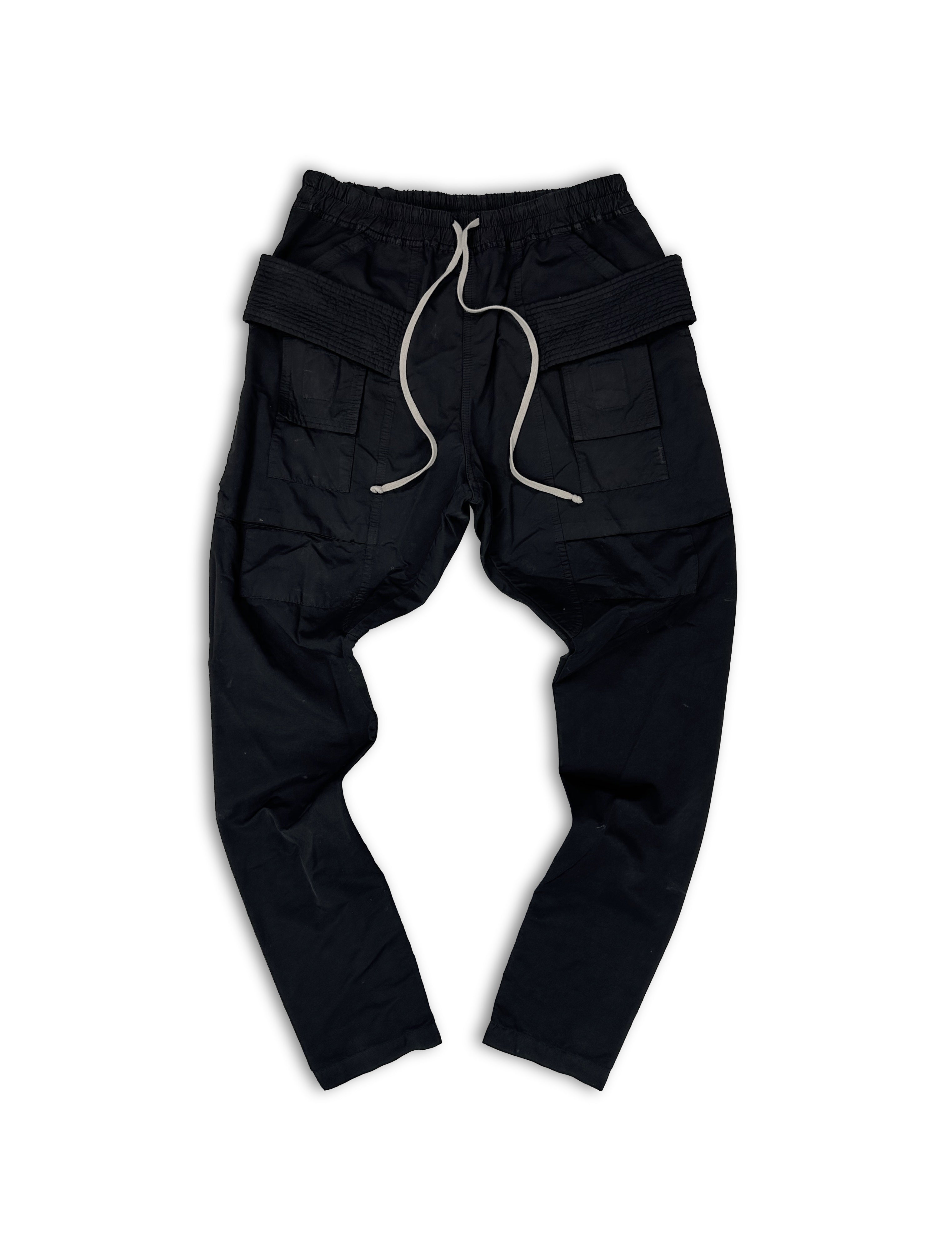 SS16 Rick Owens ‘Creatch’ Medium Weight Black Cargo Pants