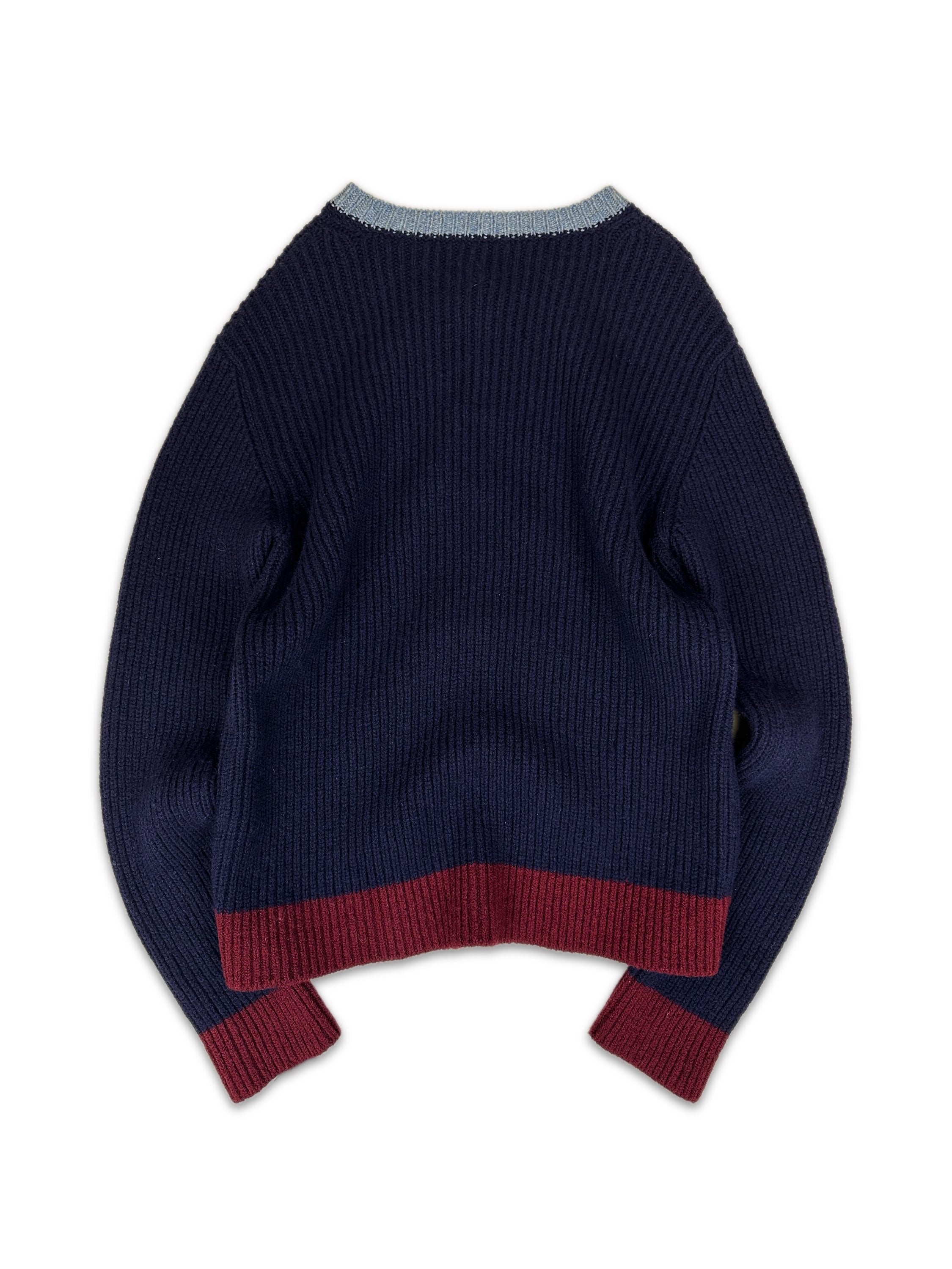 90s Valentino Heavy Weight Ribbed Navy Blue Knit Sweater