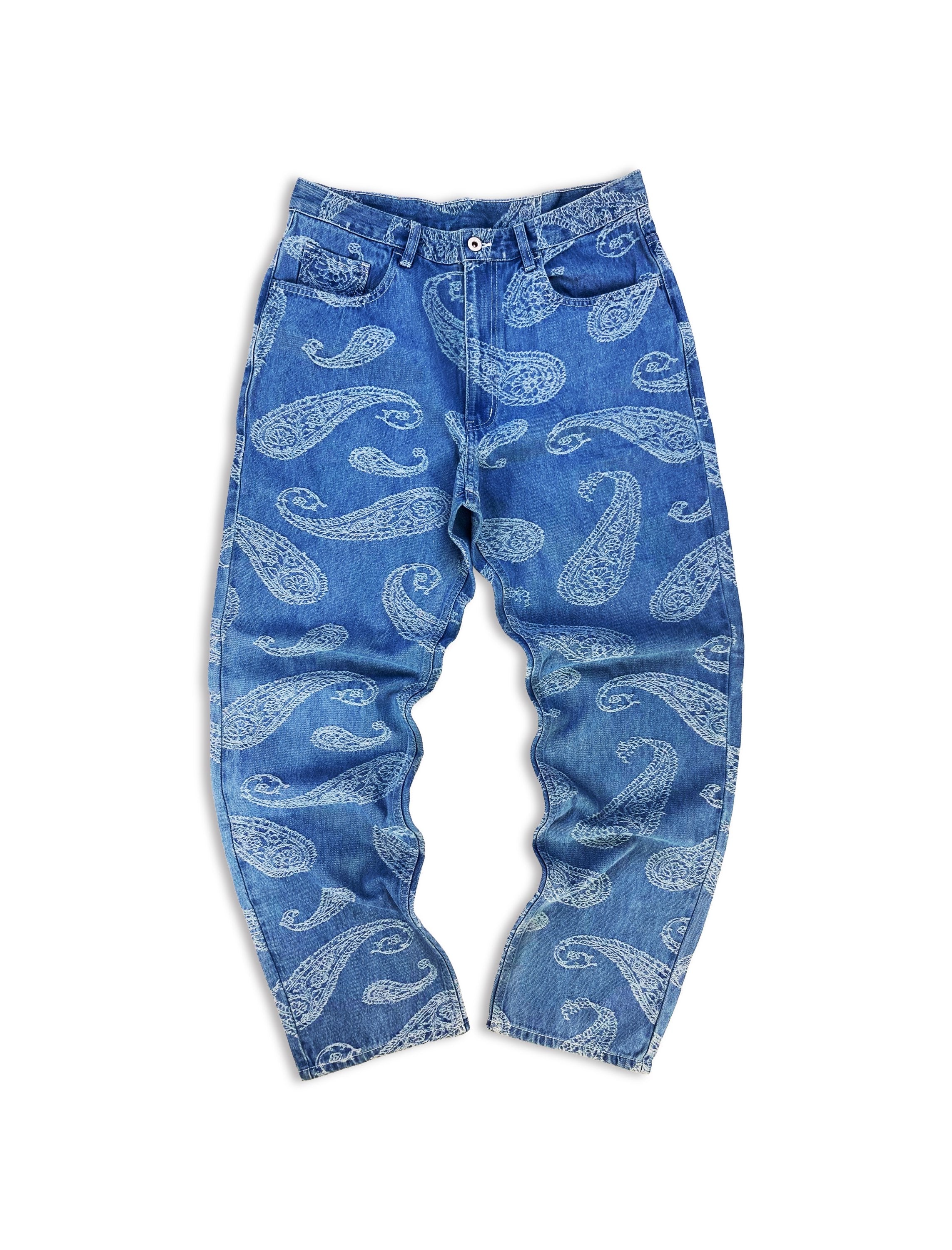 SS22 Thisisneverthat ‘Paisley’ Print Embroidered Wide Cut Denim