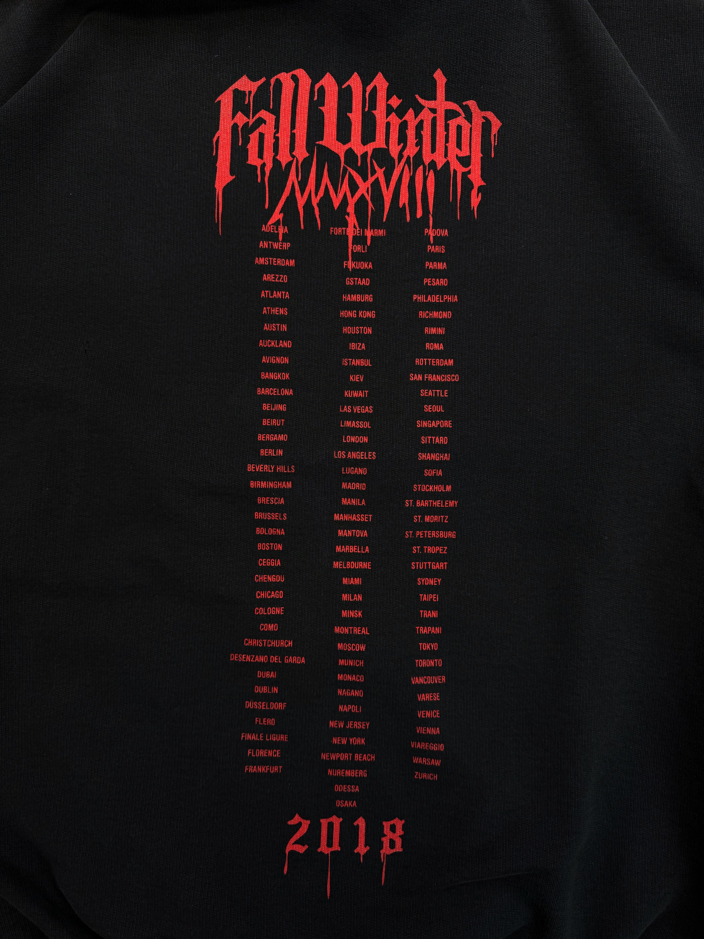 AW18 Vetements ‘Metal Tour’ Heavy Weight Embroidered Logo Black Hoodie