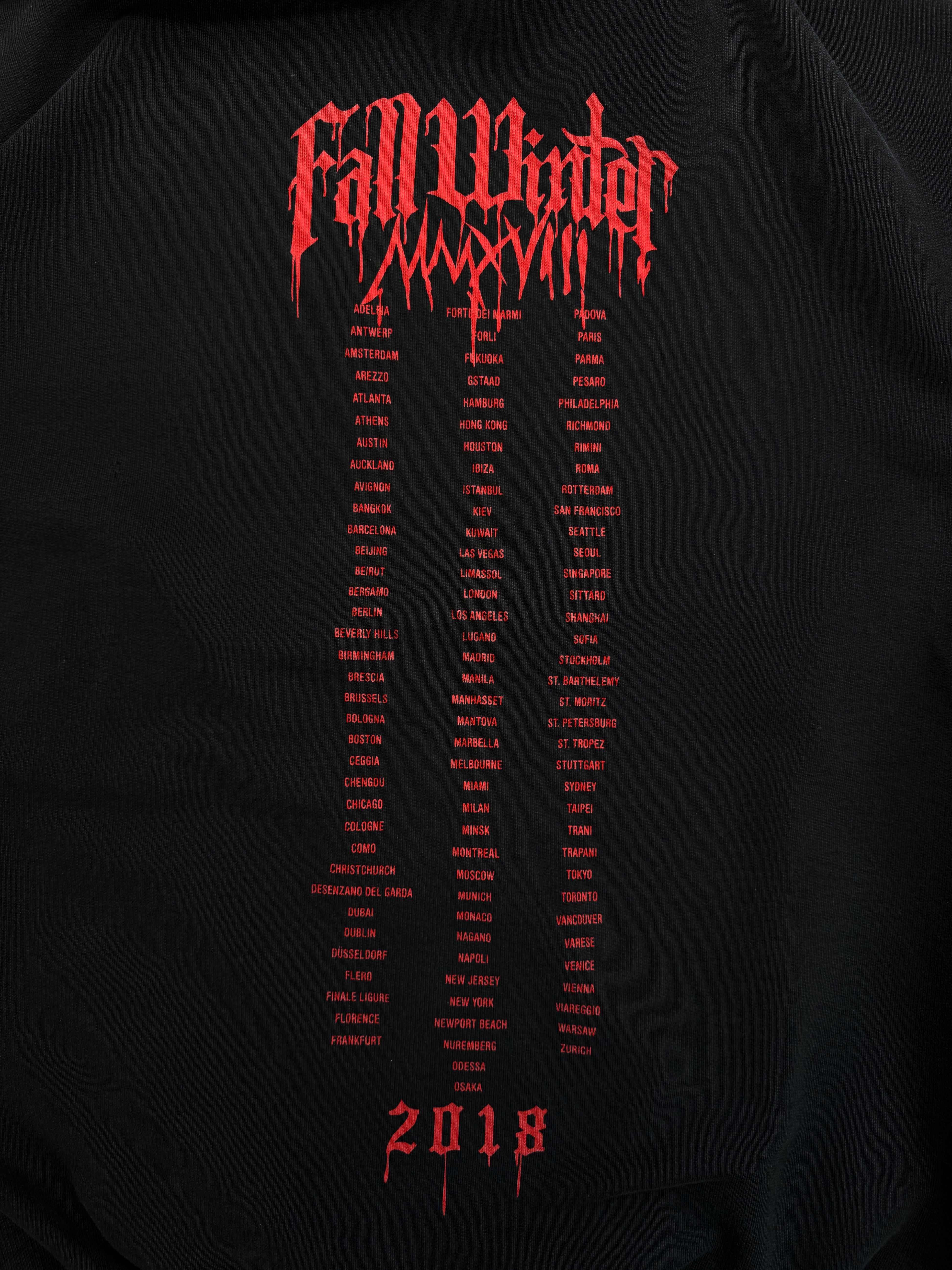 AW18 Vetements ‘Metal Tour’ Heavy Weight Embroidered Logo Black Hoodie