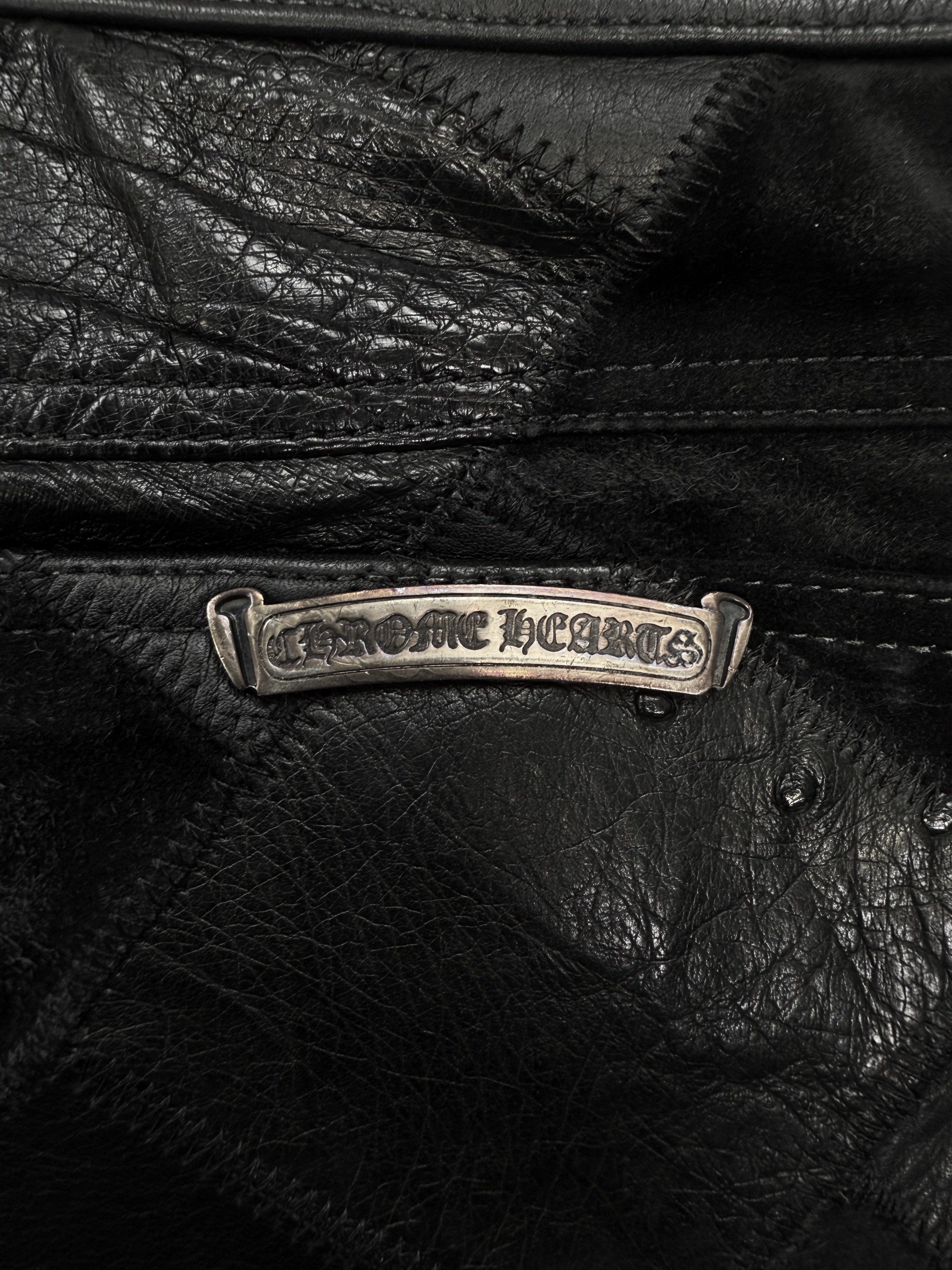 Chrome Hearts 1/1 Ostrich Leather Cross Patch Checkered Pants