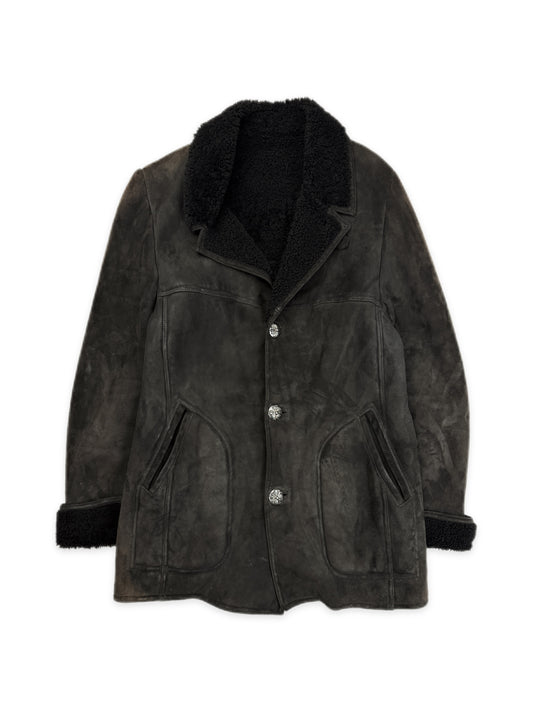 Chrome Hearts Mouton Fur Suede Shearling Lined .925 Silver Sun Faded Jacket