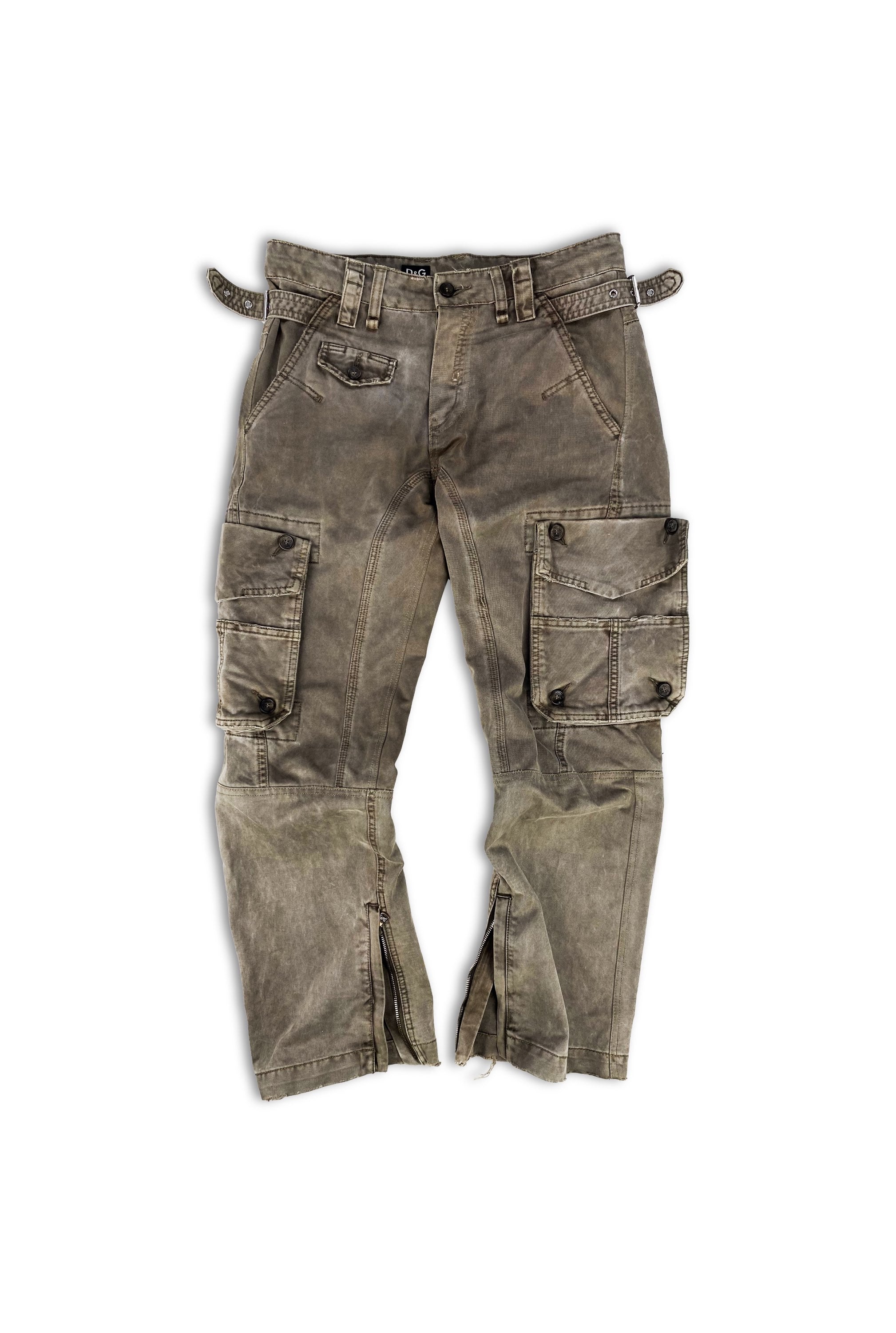 00s Dolce & Gabbana Washed Denim 3D Pocket Cargo Pants