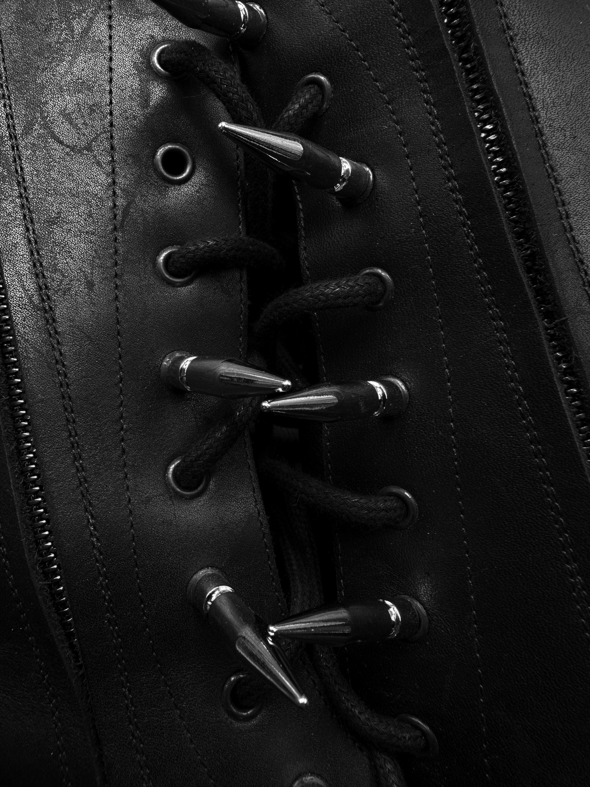 SS19 Vetements ‘Spiked’ Black Leather Double-zip Combat Boots