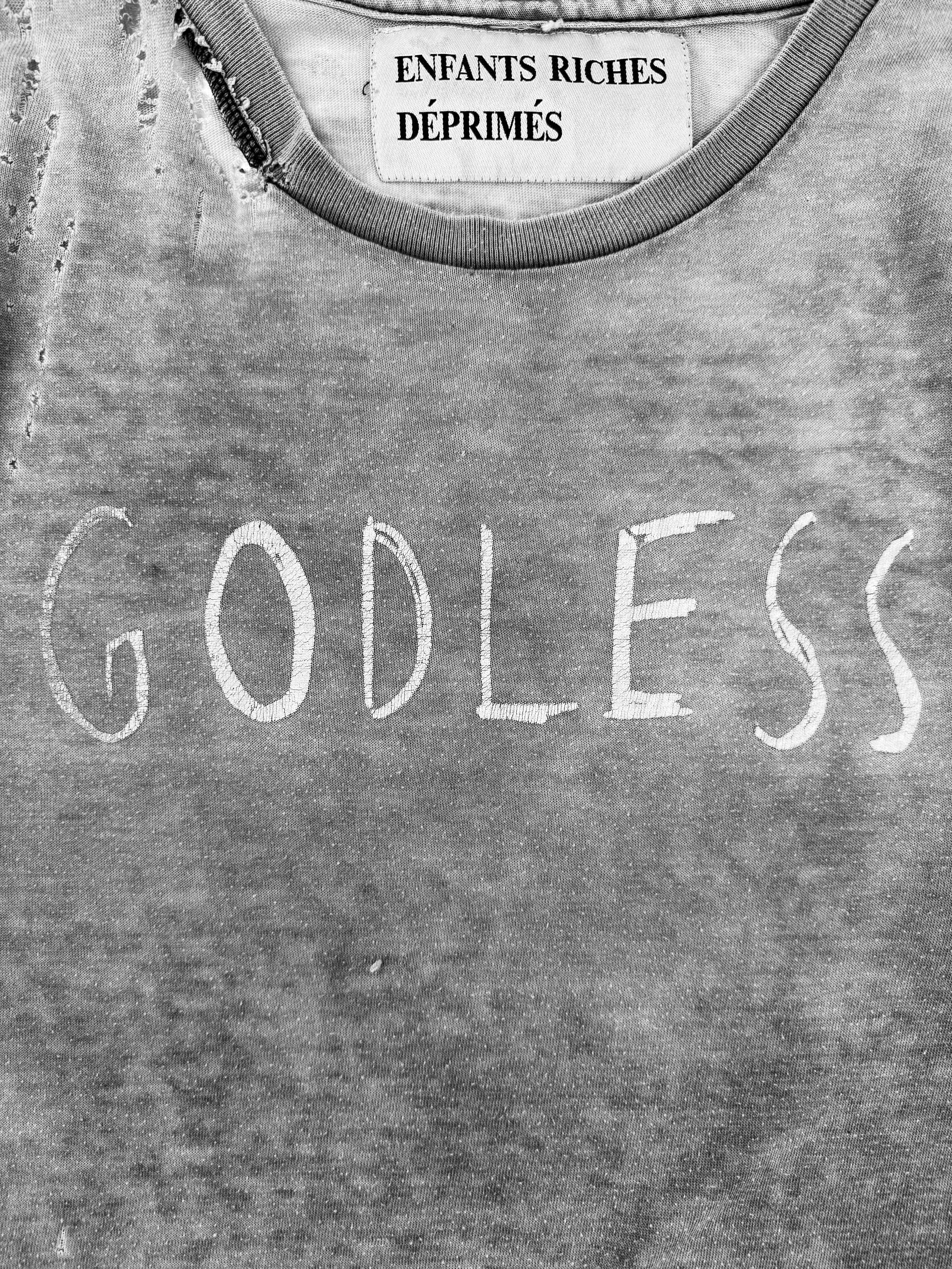 SS15 Enfants Riches Deprimes ‘Godless’ Distressed Grey T-Shirt