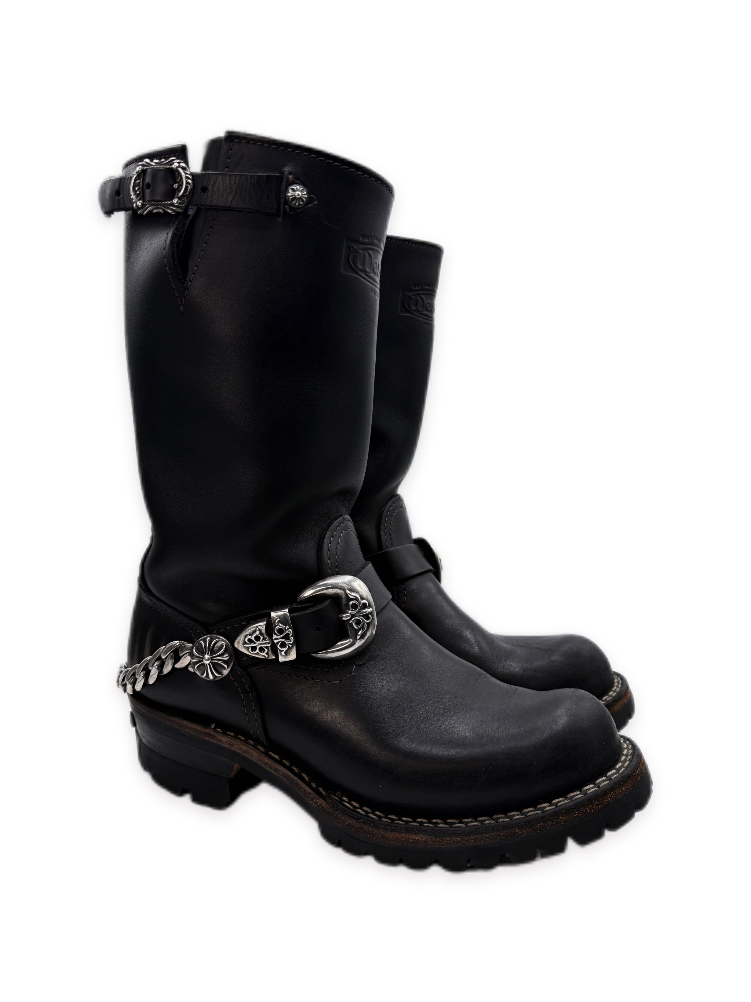 Chrome Hearts x Wesco 3 Piece Cuban Link Silver Cross Engineer Boots