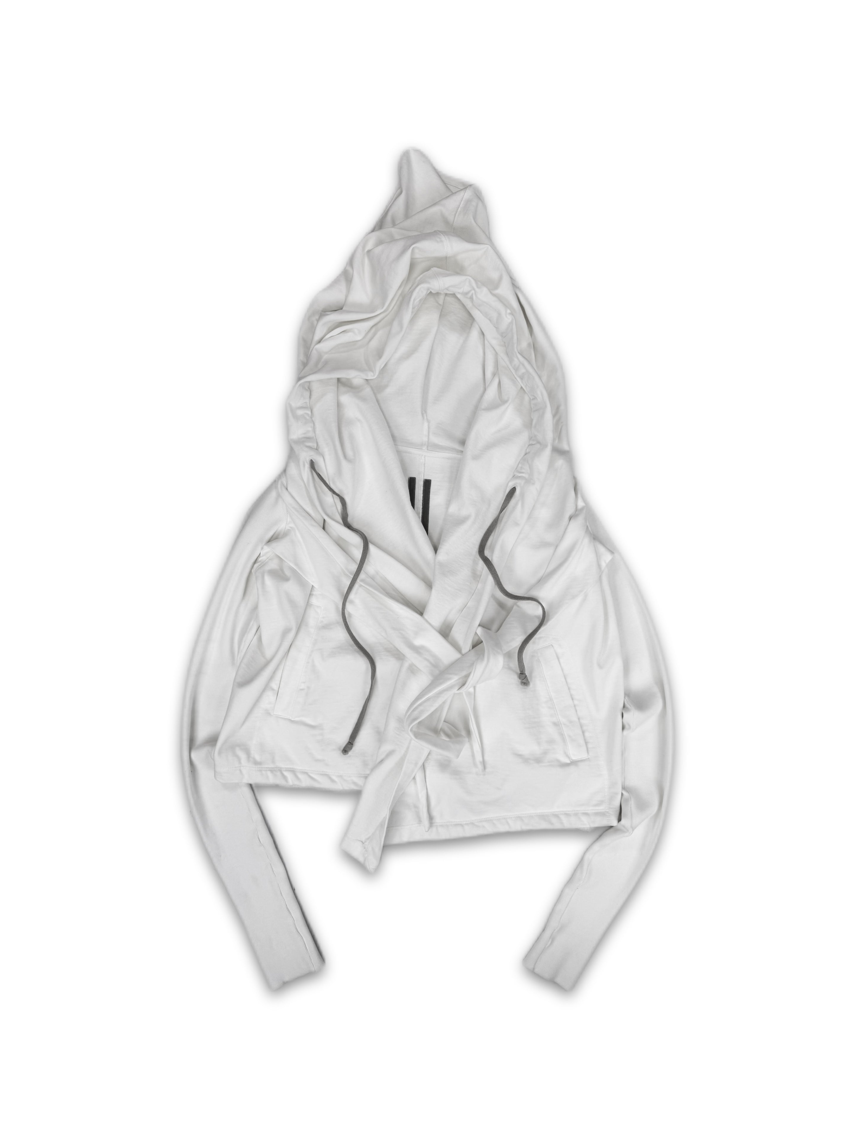 Rick Owens Mountain Hood White Belted Heavy Weight Hoodie