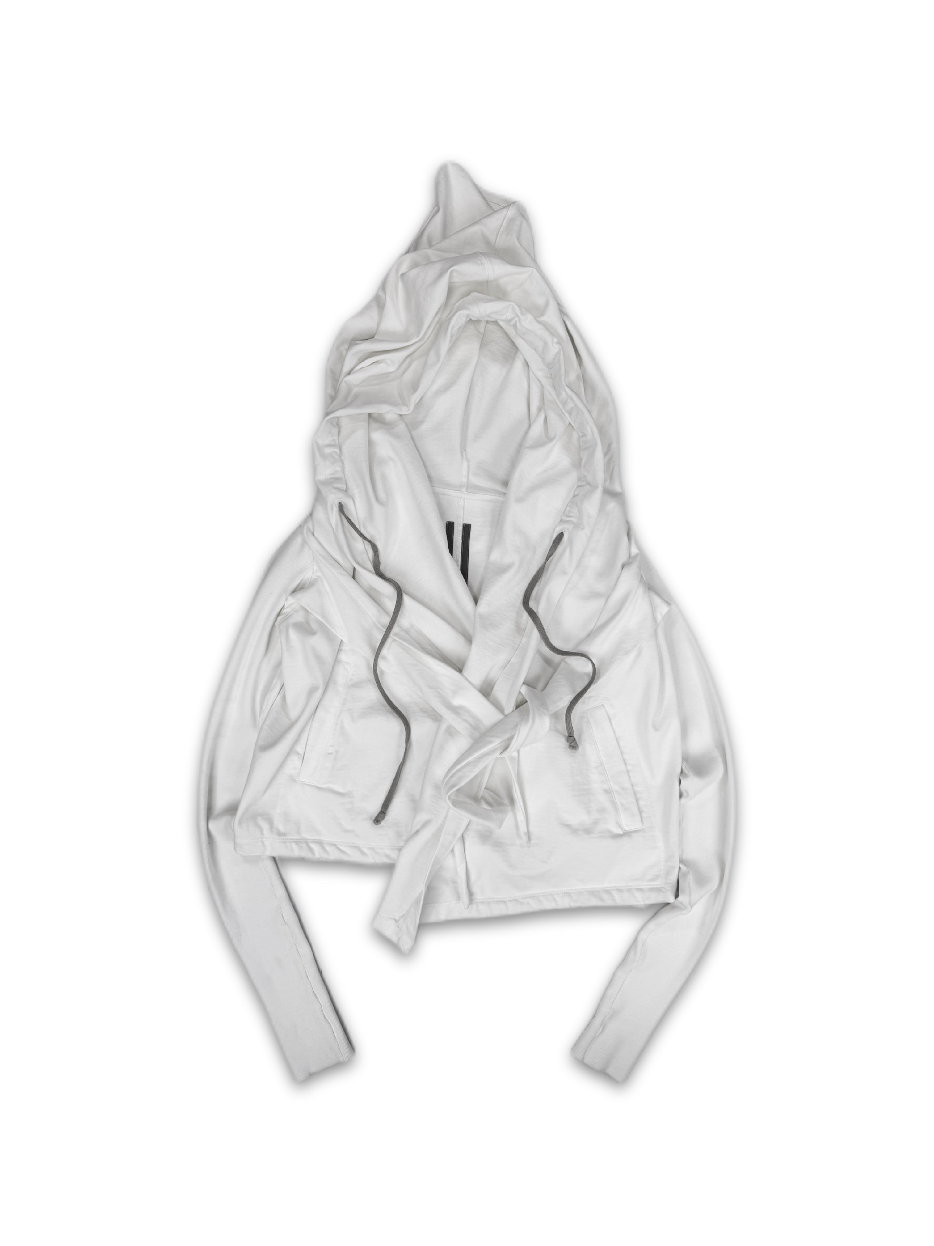 Rick Owens Mountain Hood White Belted Heavy Weight Hoodie