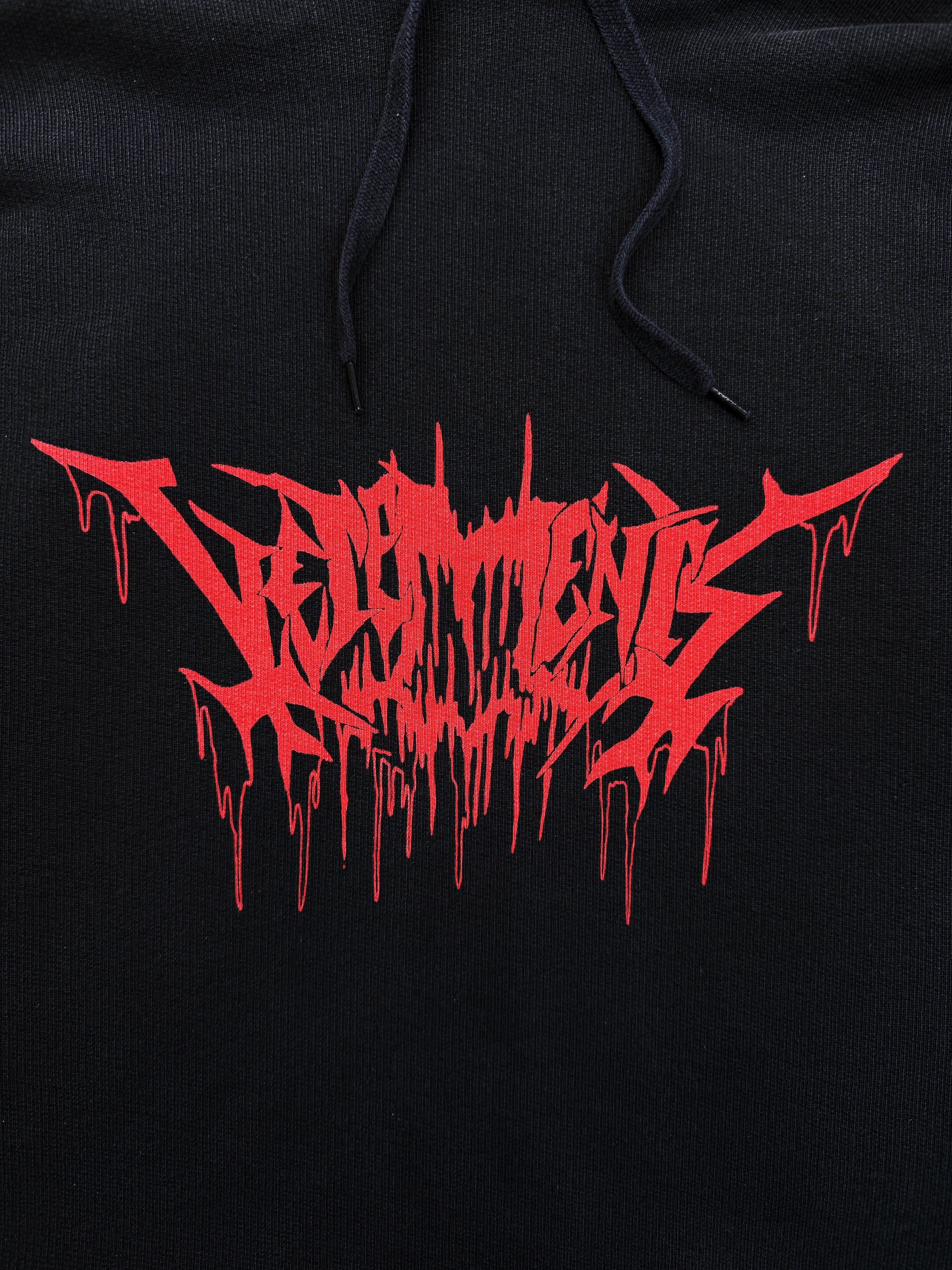 AW18 Vetements ‘Metal Tour’ Heavy Weight Embroidered Logo Black Hoodie