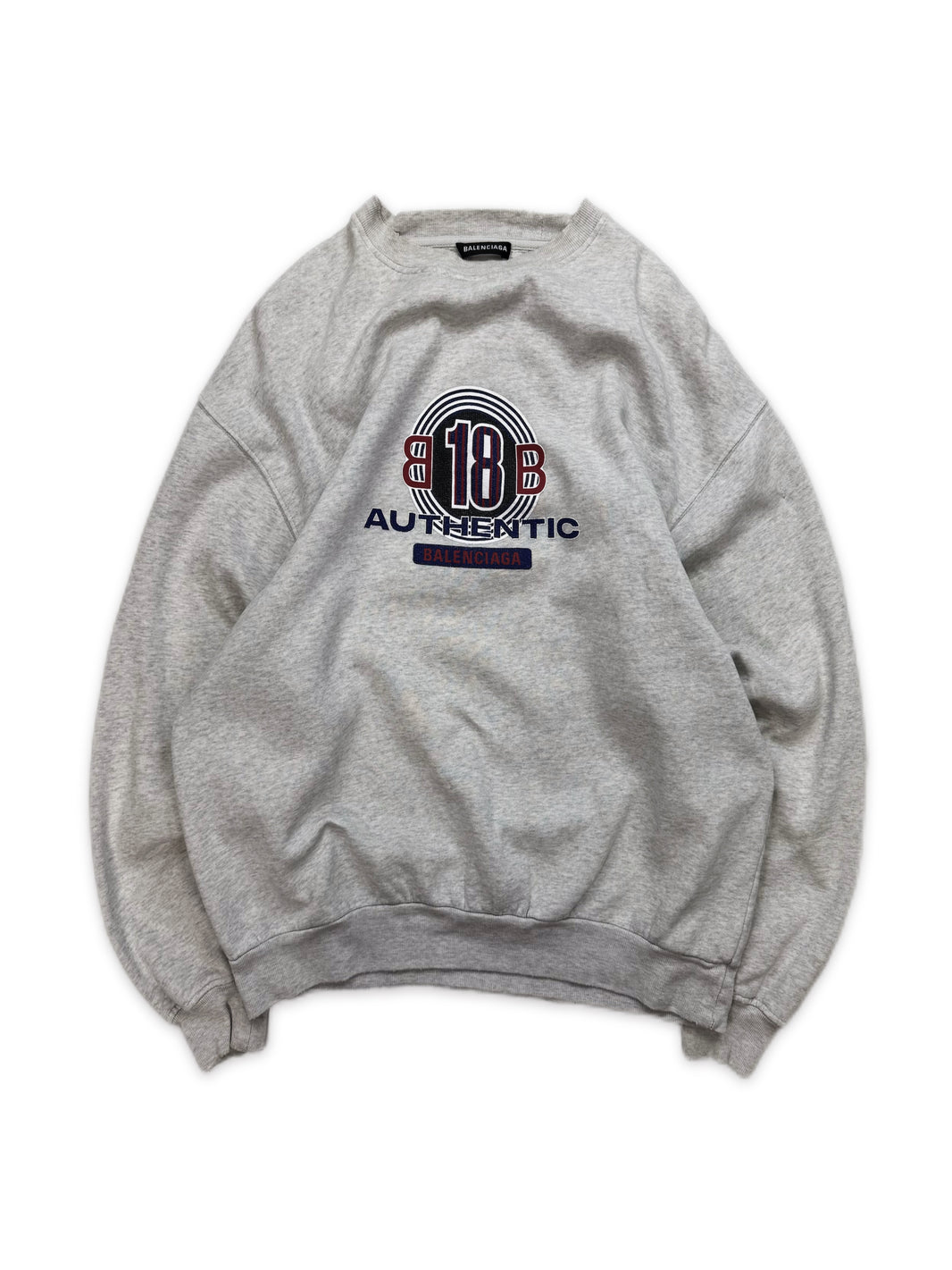 AW17 Balenciaga ‘Authentic’ Heather Grey Logo Crewneck