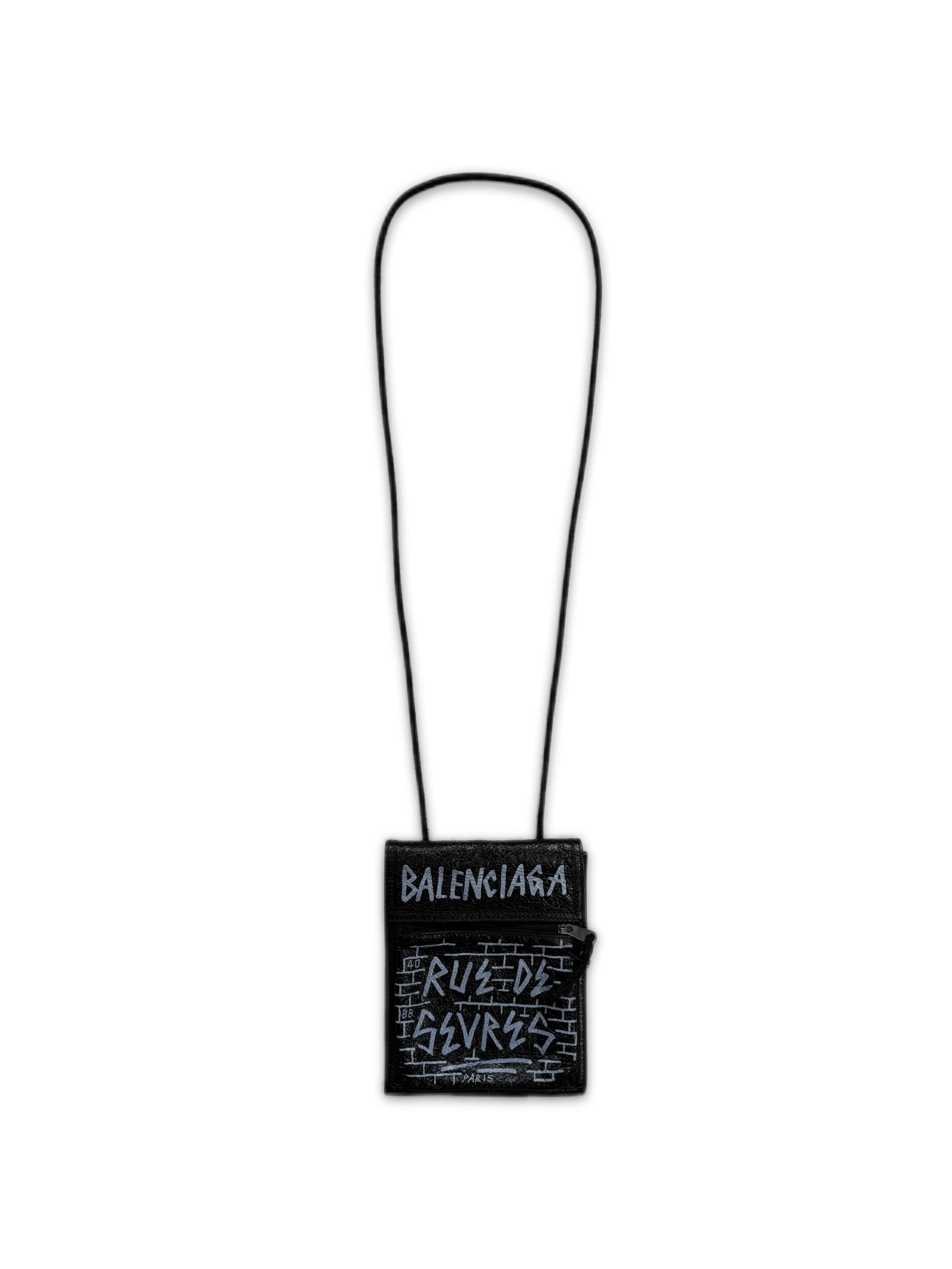 Balenciaga Graffiti Black Leather Explorer Crossbody Bag