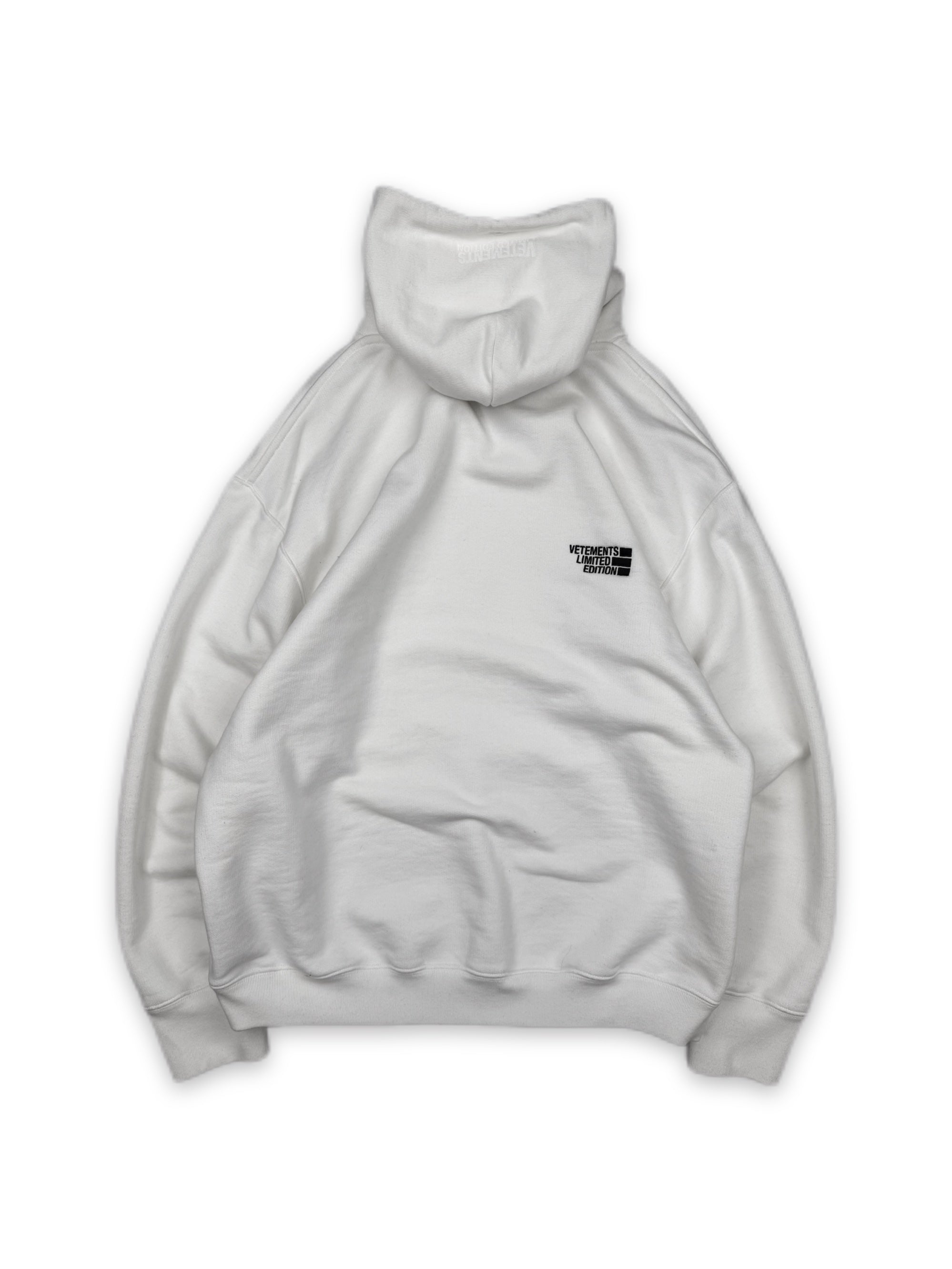 Vetements Limited Edition White Embroidered Hoodie