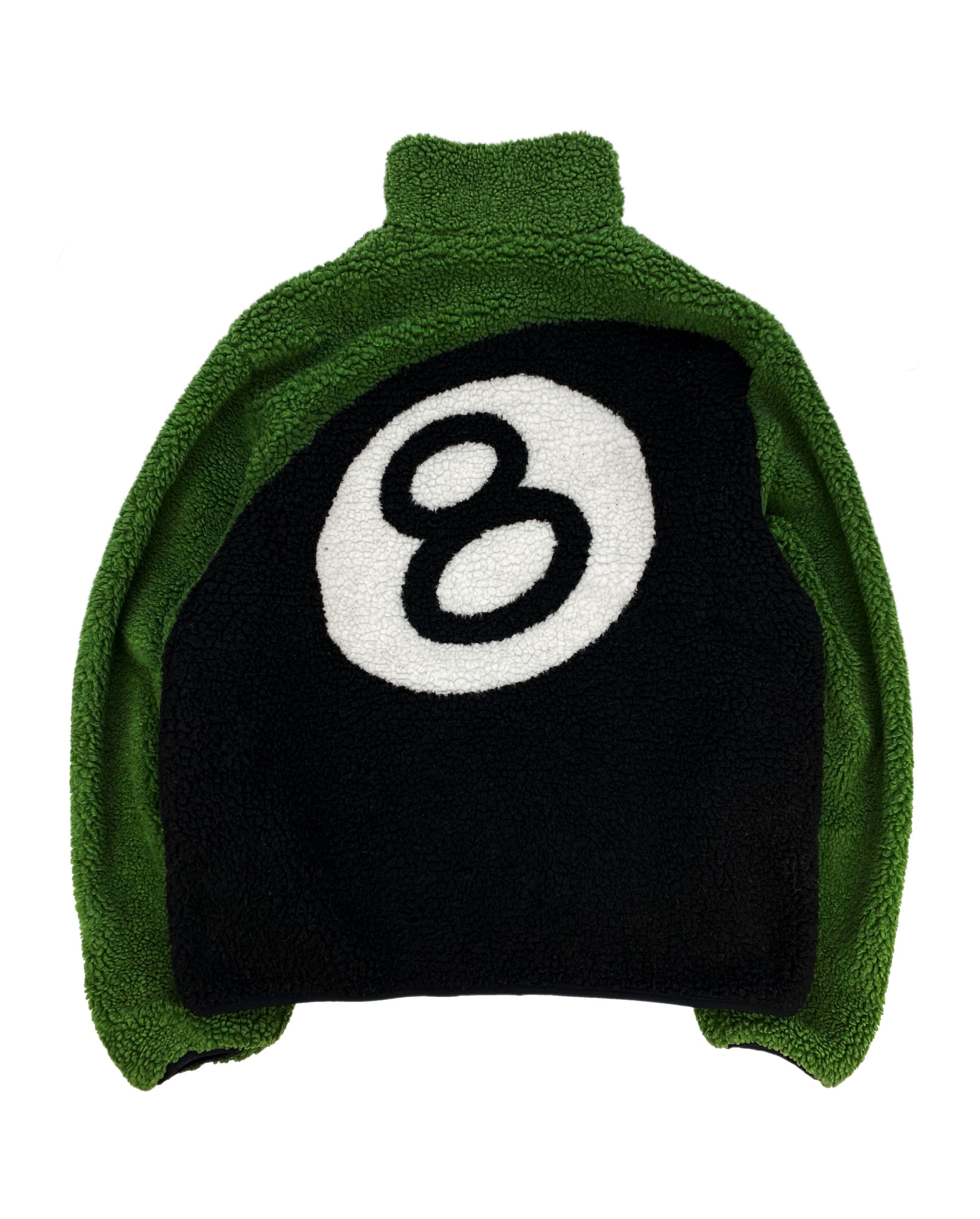 AW22 Stüssy ‘8 Ball’ Forest Green Reversible Sherpa Fleece Jacket