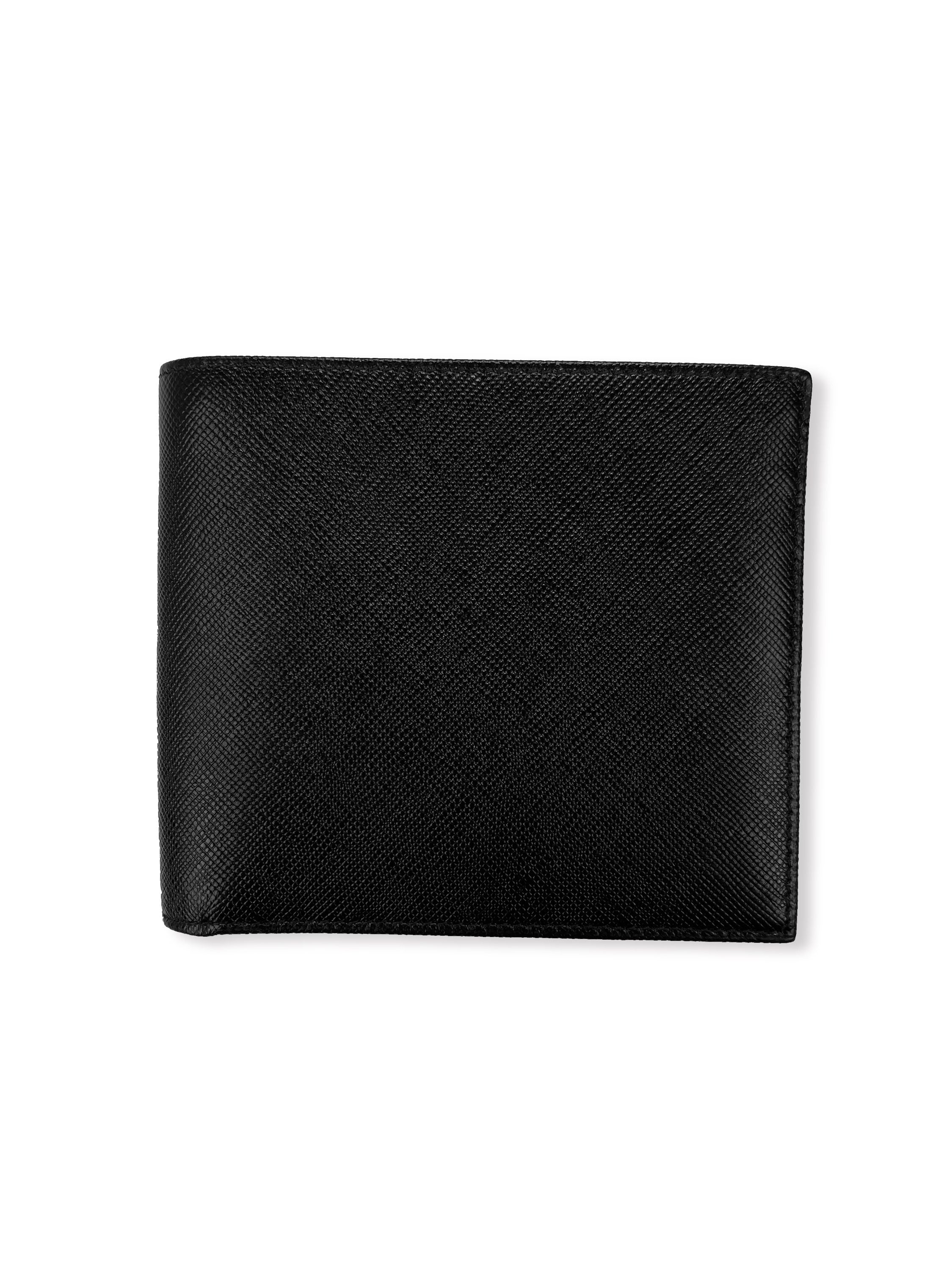 Prada Black Bifold Embossed Logo Woven Wallet